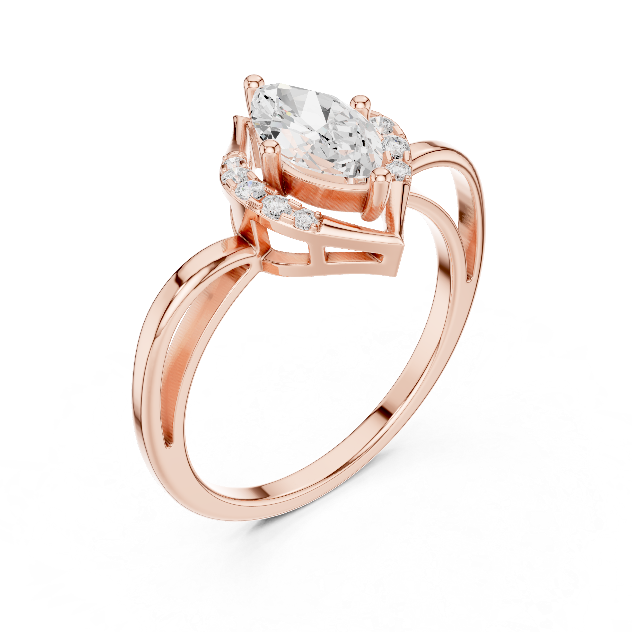 Vintage Marquise Halo Diamond Engagement Ring
