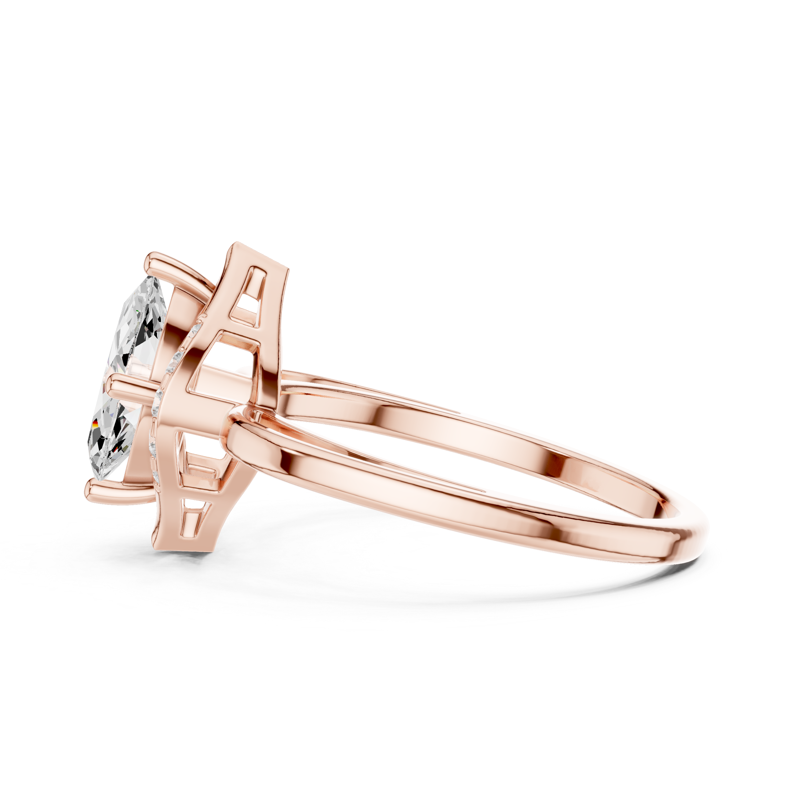 Vintage Marquise Halo Diamond Engagement Ring