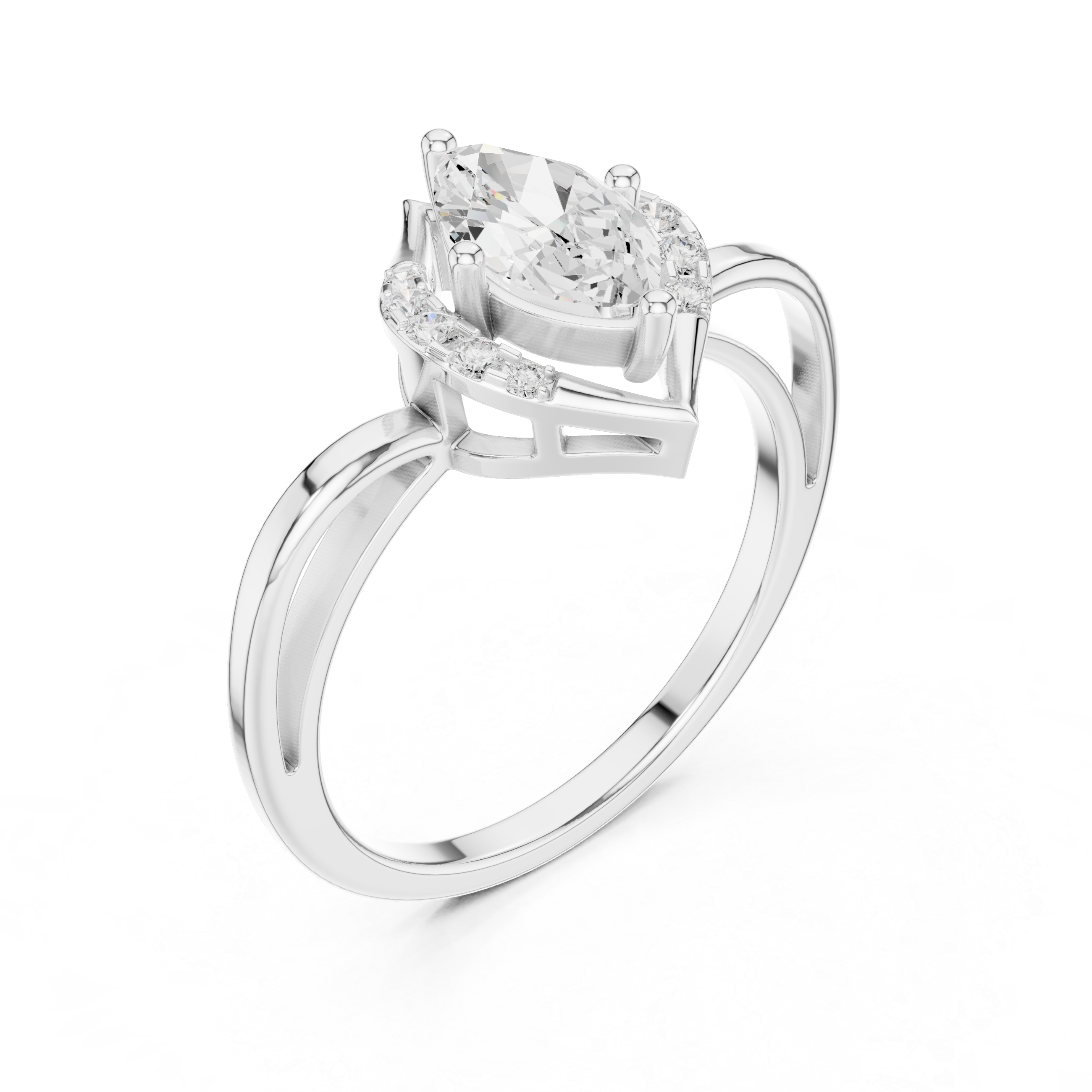 Vintage Marquise Halo Diamond Engagement Ring