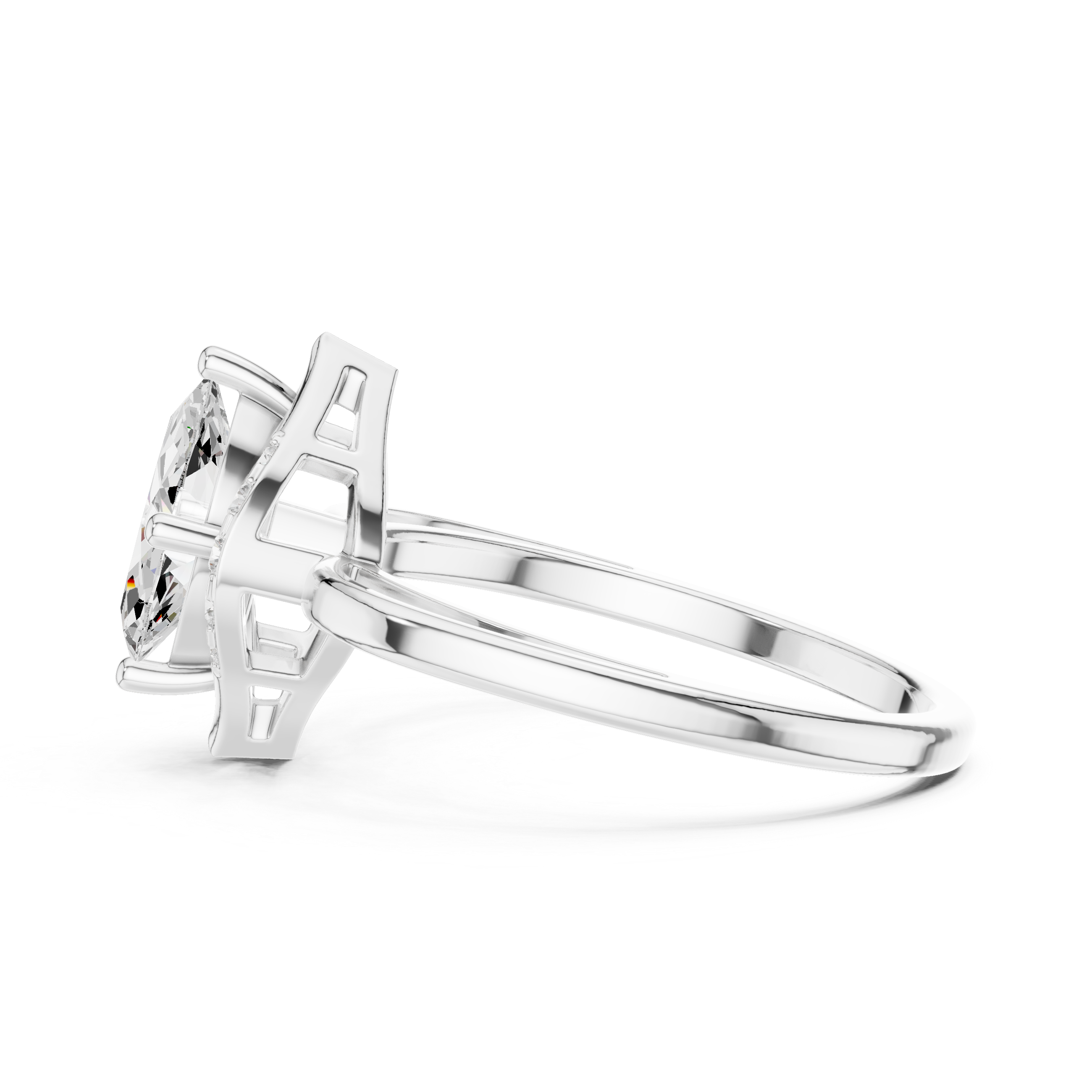 Vintage Marquise Halo Diamond Engagement Ring