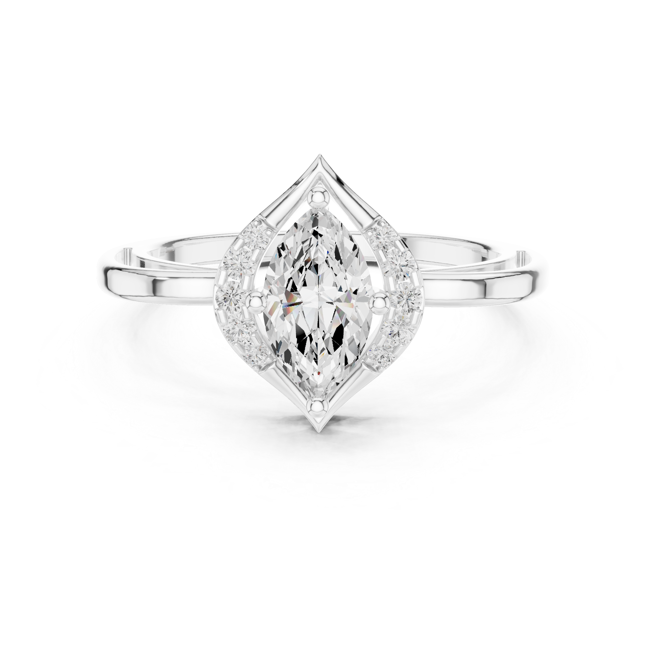 Vintage Marquise Halo Diamond Engagement Ring