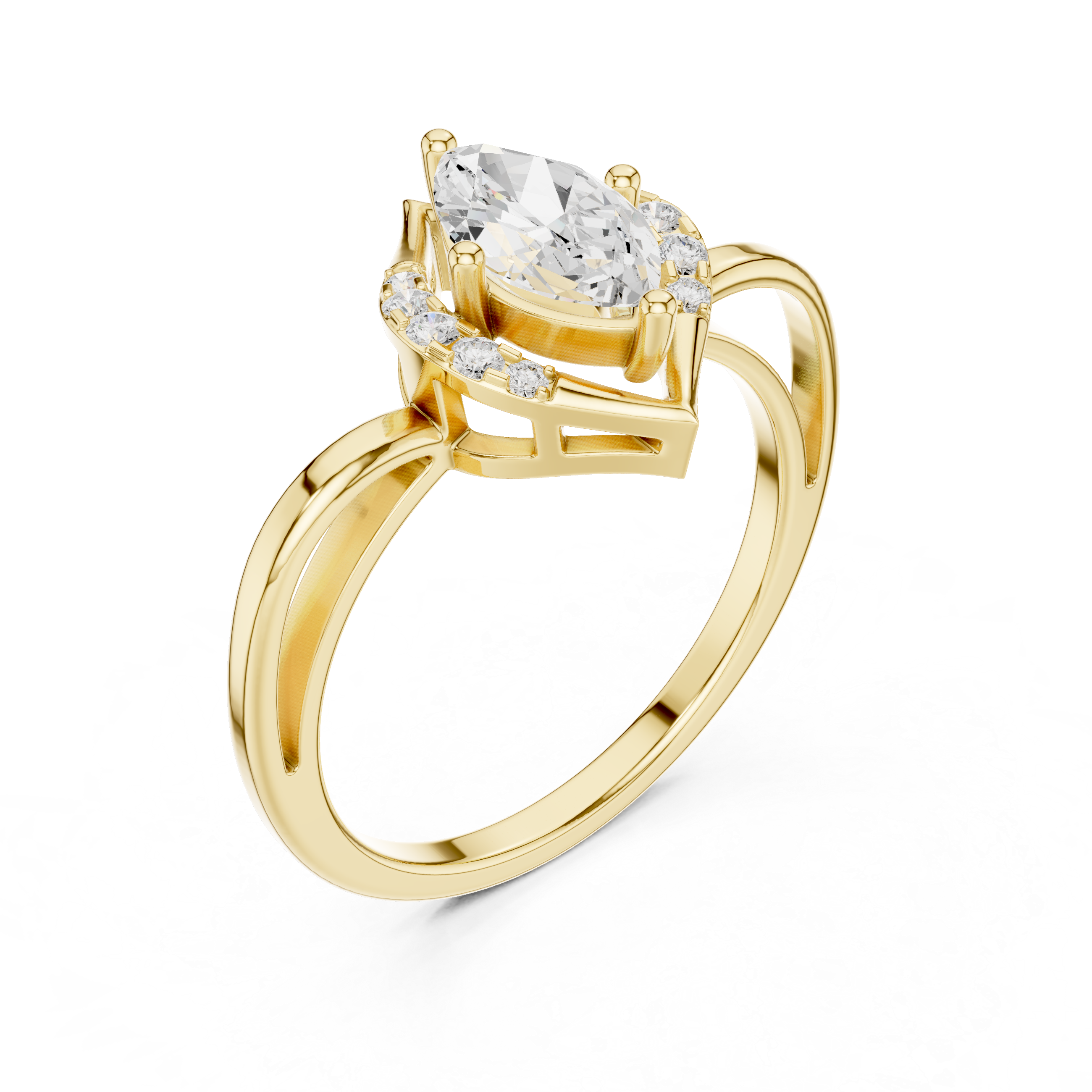 Vintage Marquise Halo Diamond Engagement Ring
