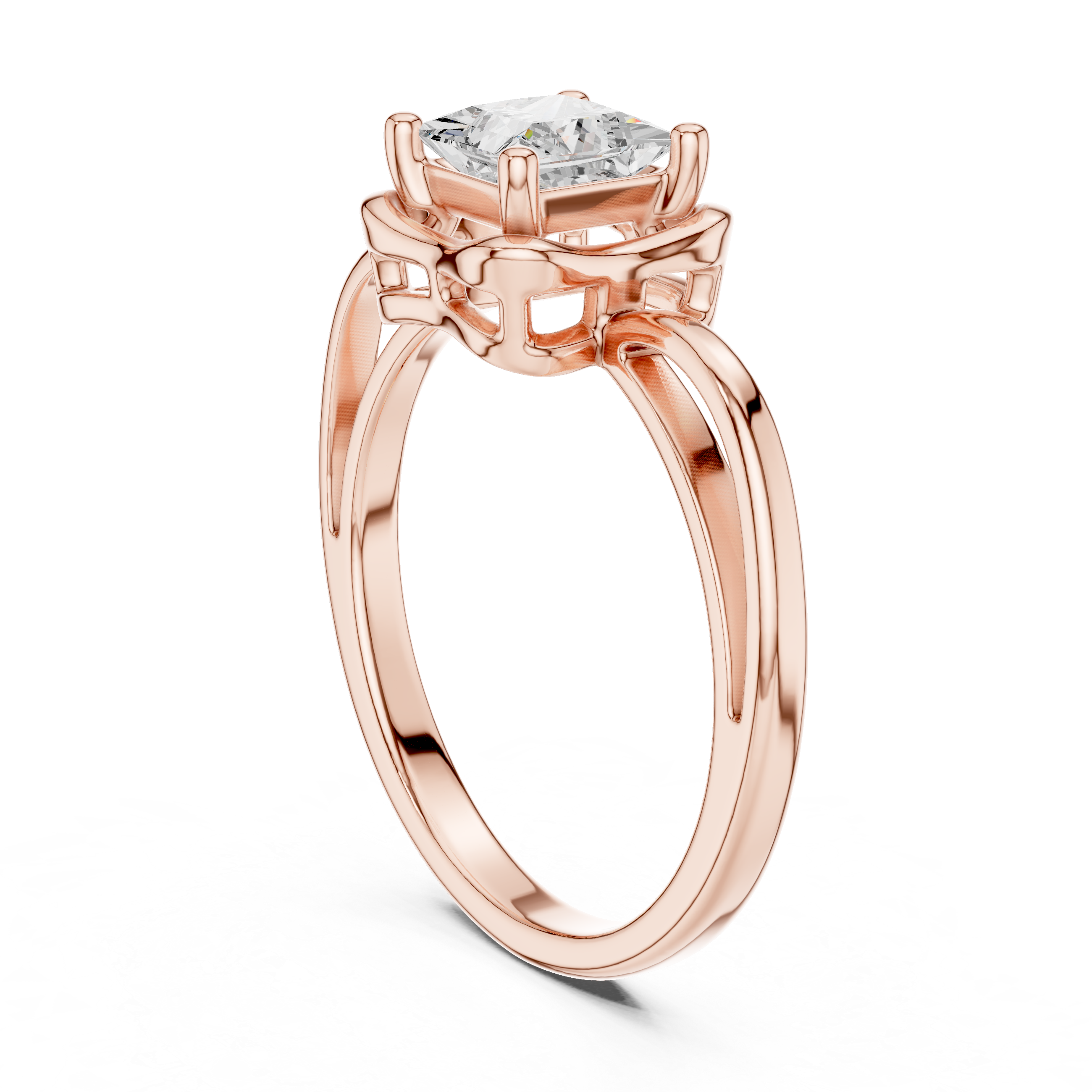 Scalloped Princess Diamond Solitaire Ring