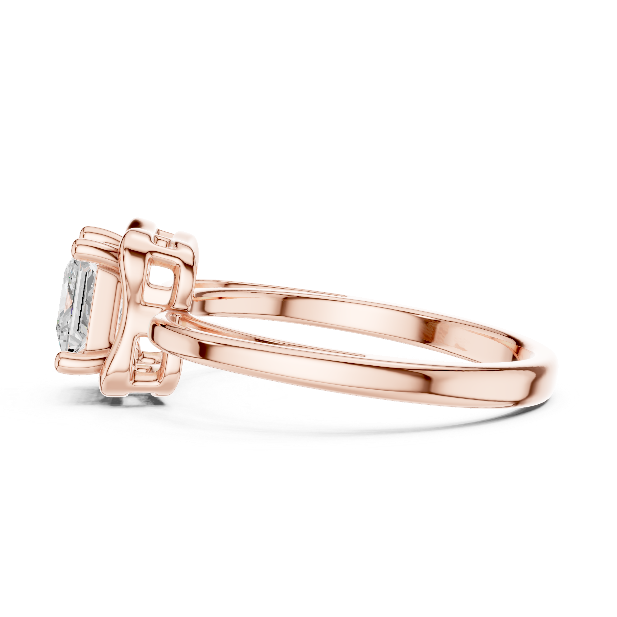 Scalloped Princess Diamond Solitaire Ring