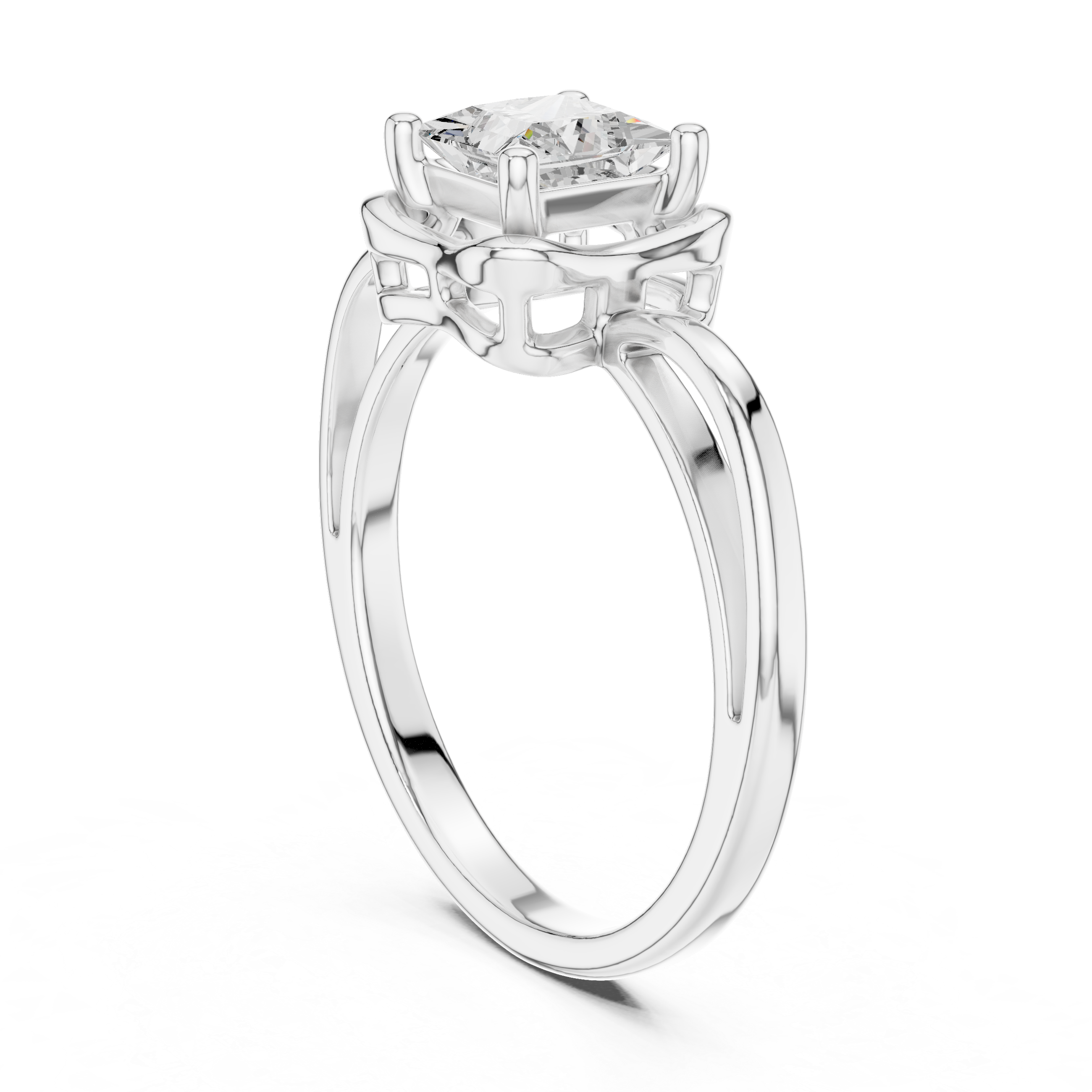 Scalloped Princess Diamond Solitaire Ring