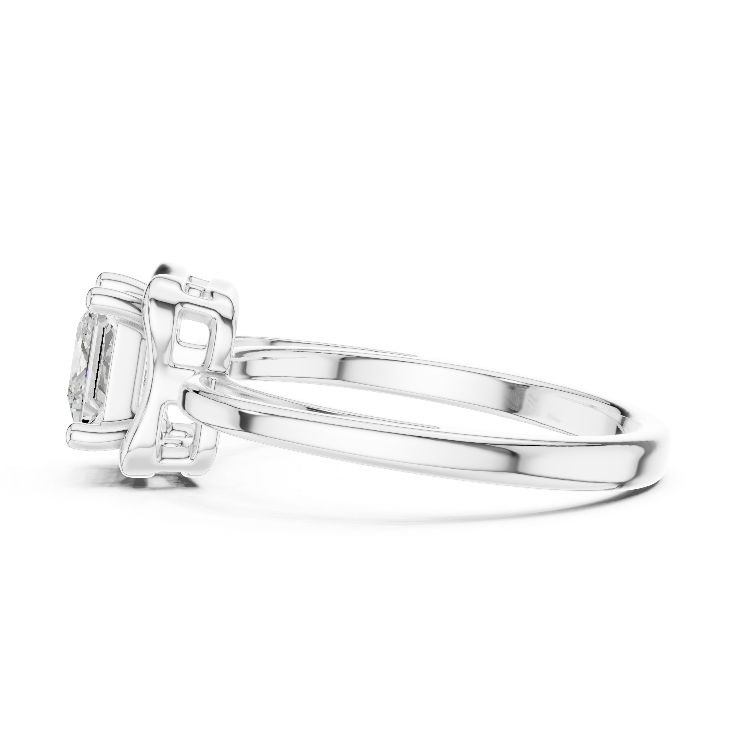 Scalloped Princess Diamond Solitaire Ring