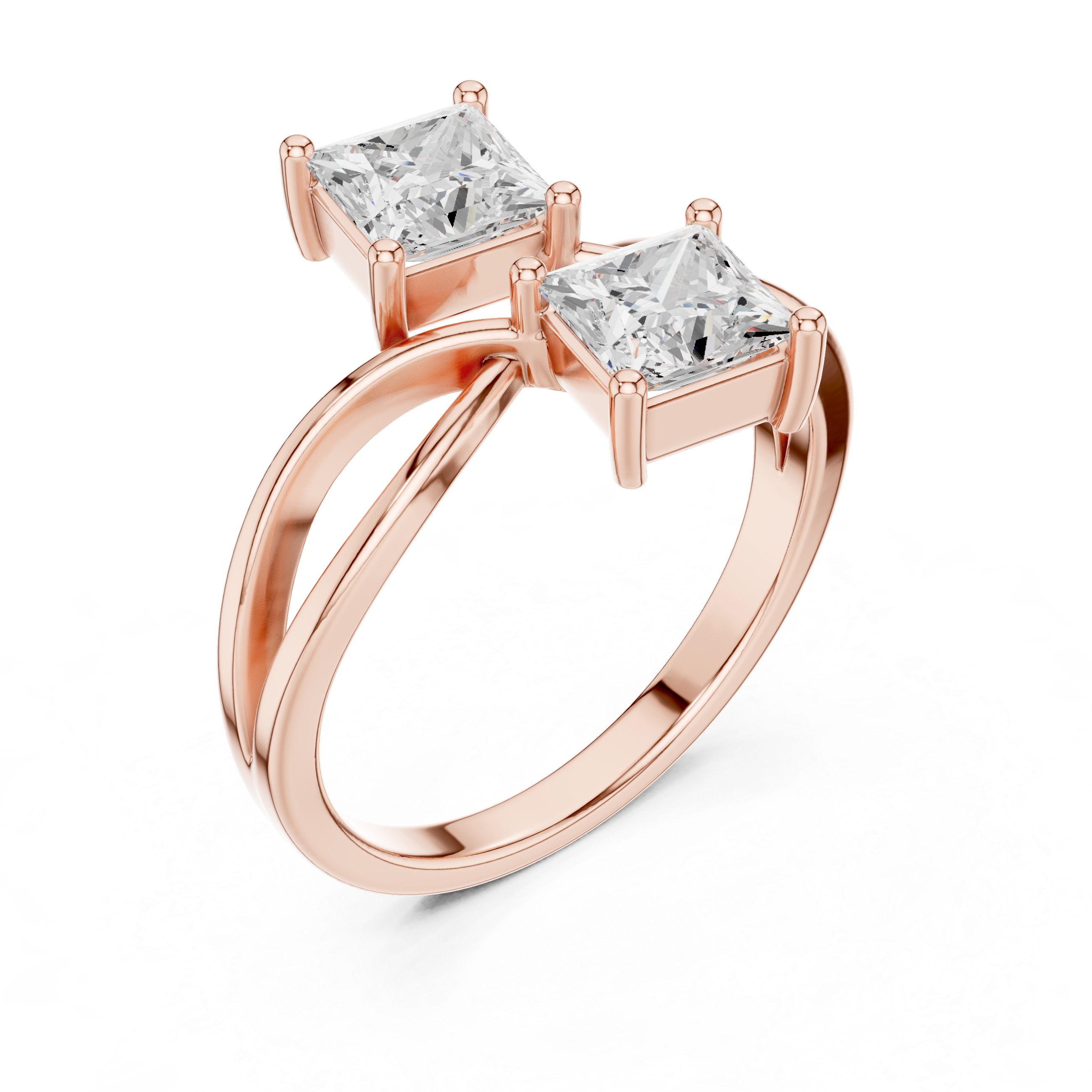 Toi et Moi Princess Diamond Engagement Ring