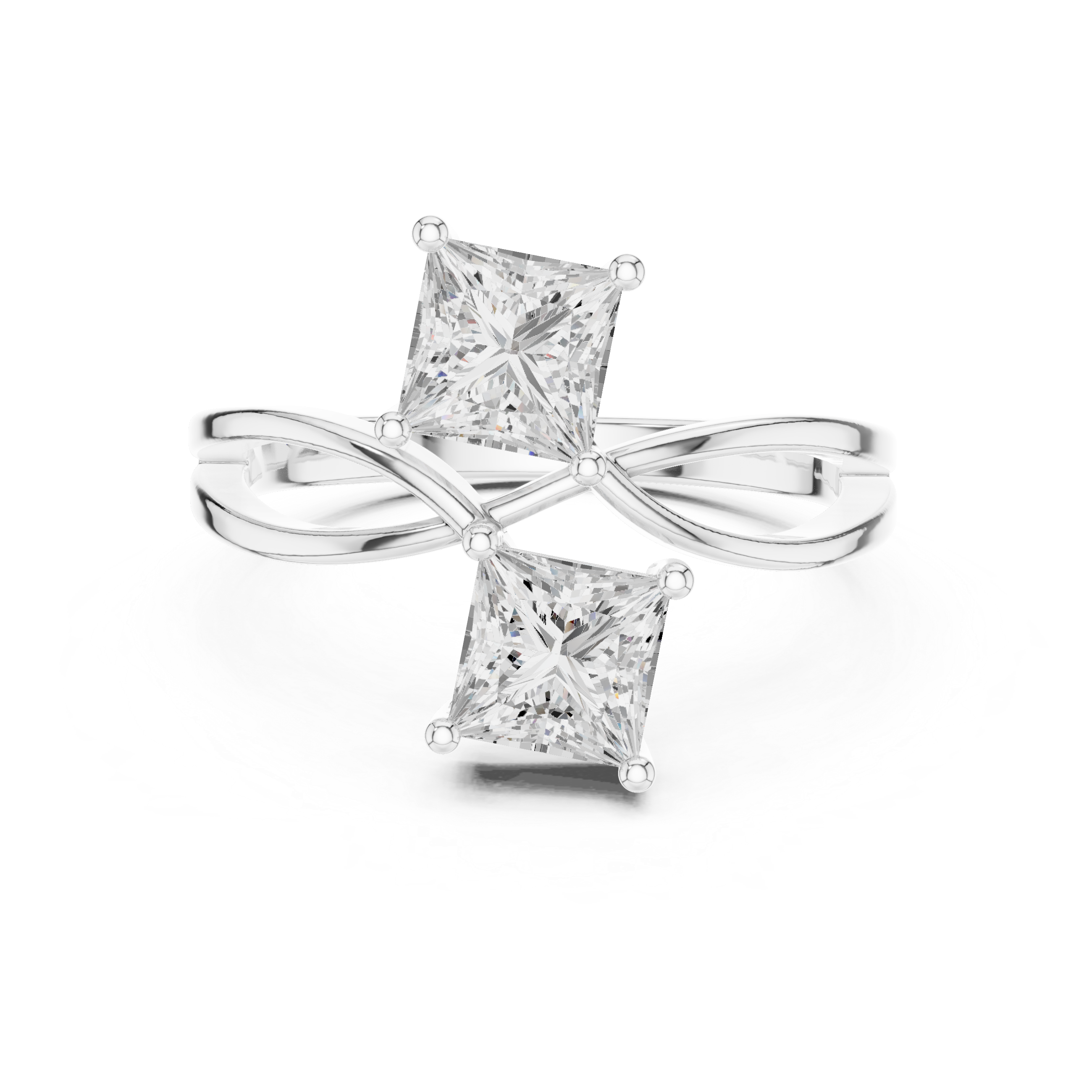 Toi et Moi Princess Diamond Engagement Ring