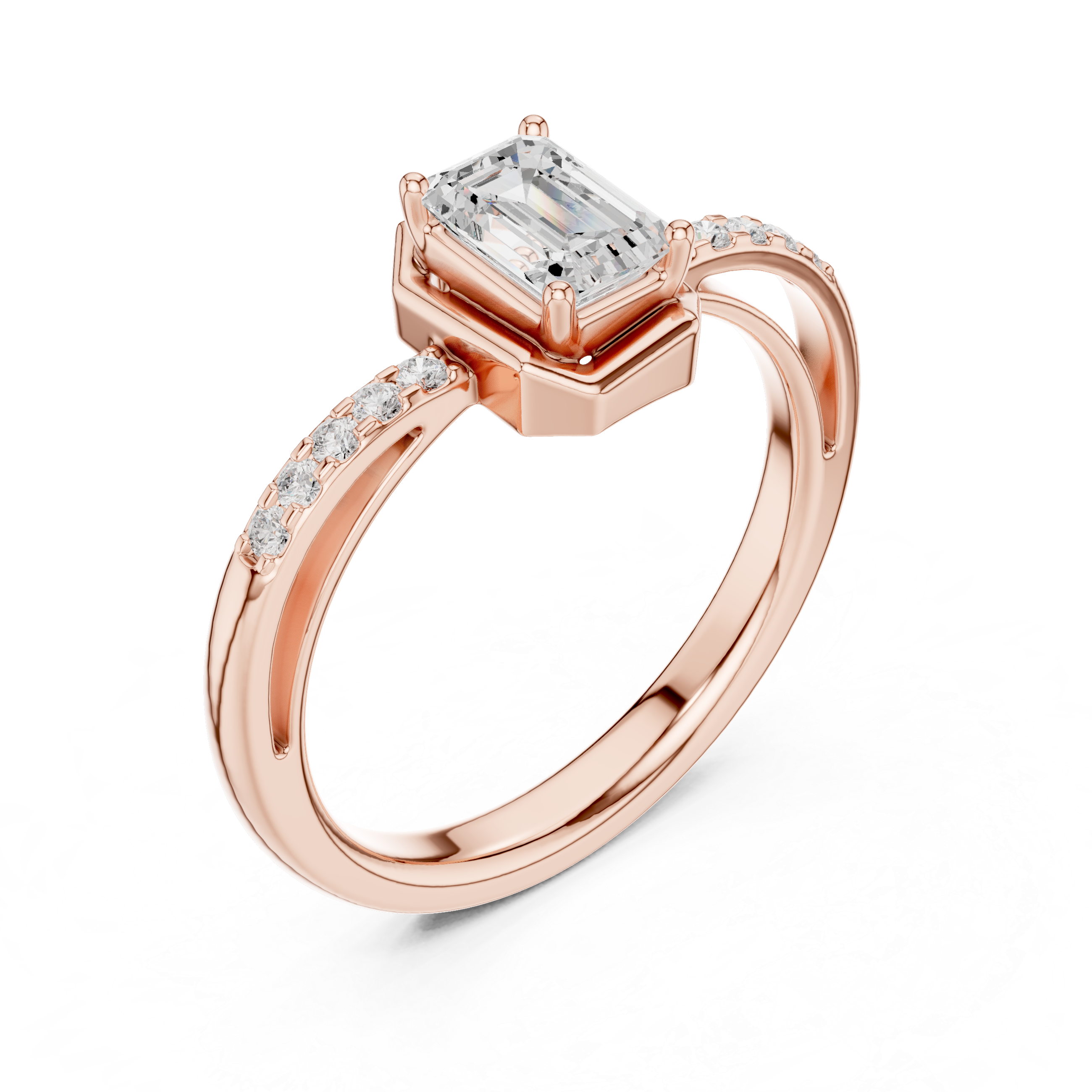 Emerald Cut Bezel Diamond Engagement Ring