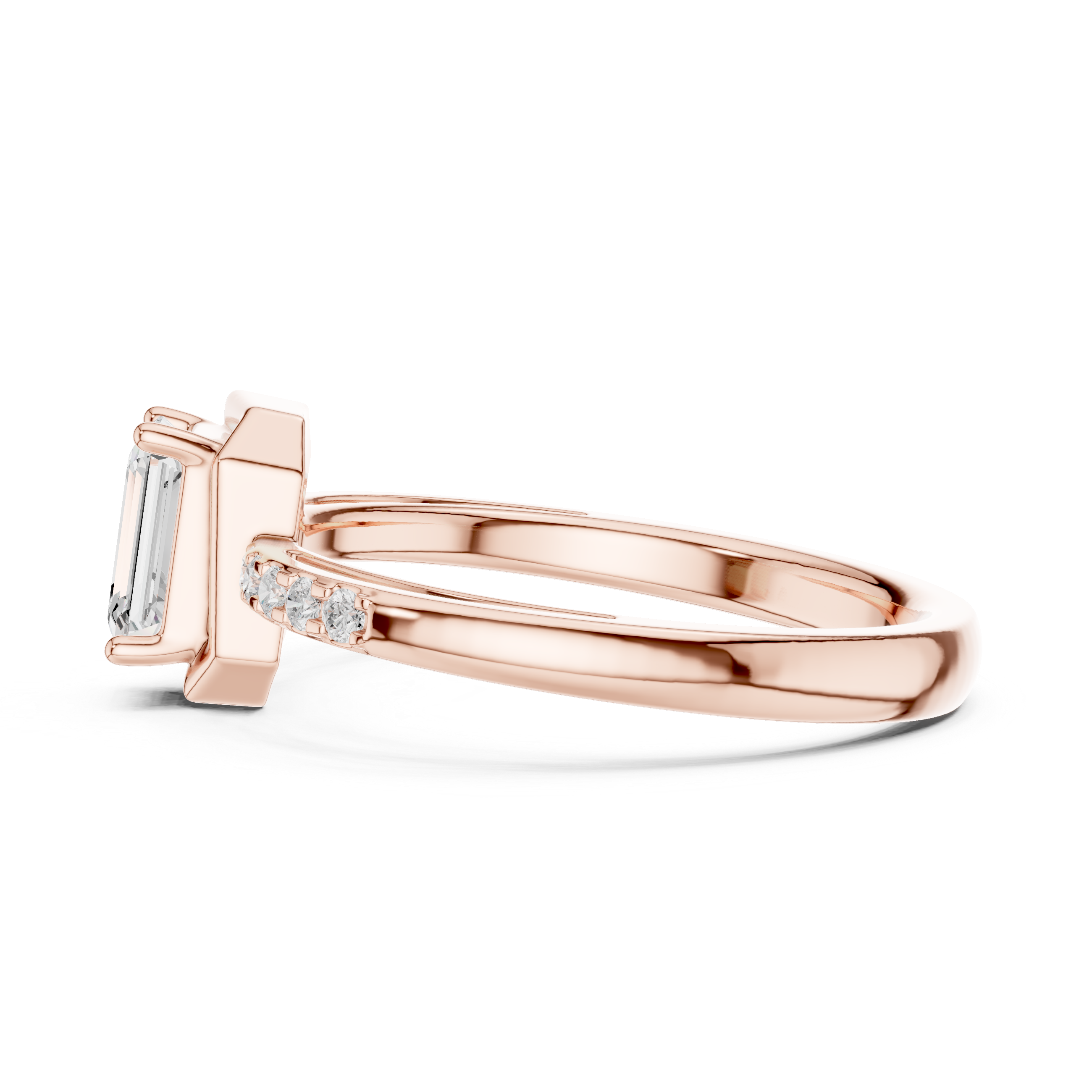 Emerald Cut Bezel Diamond Engagement Ring
