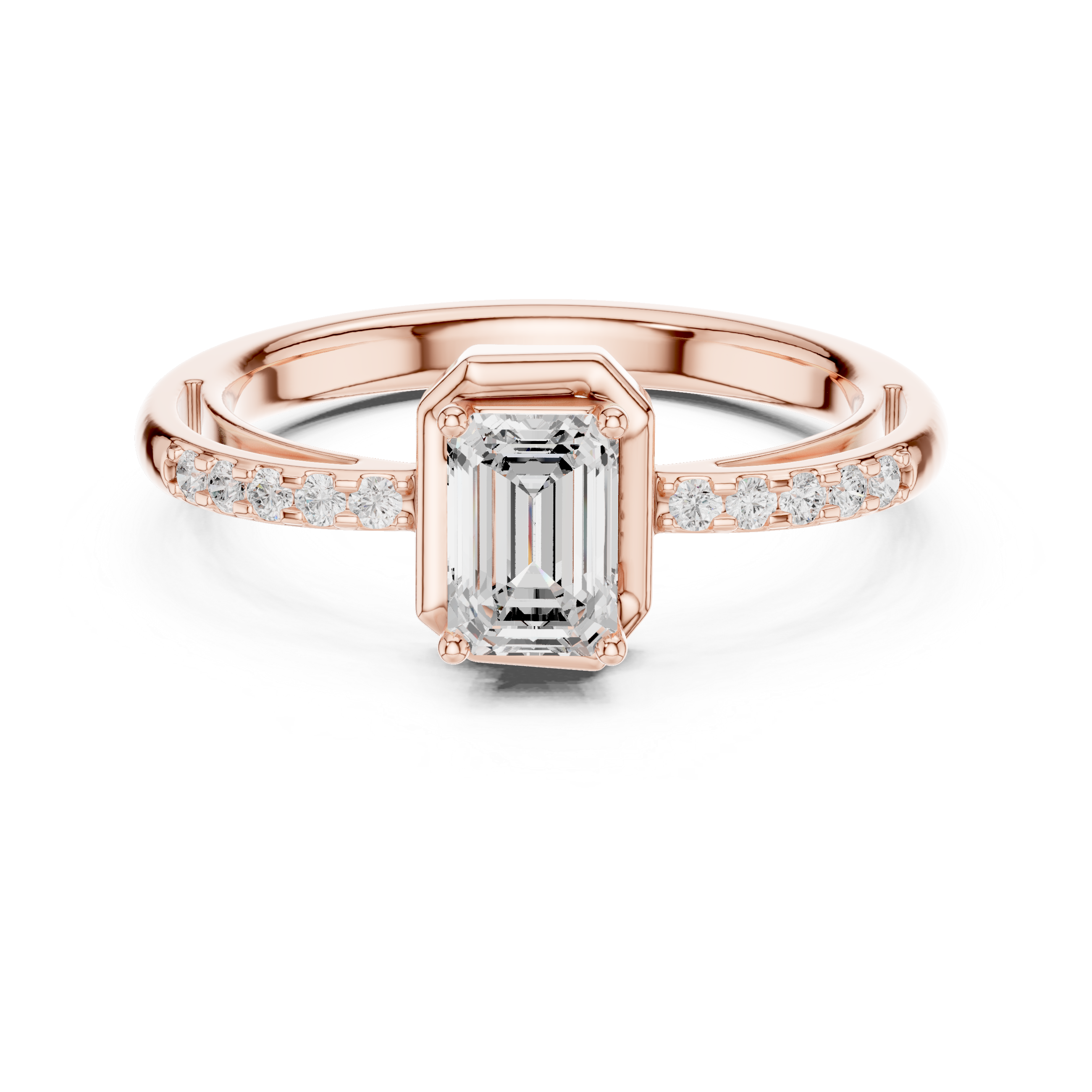 Emerald Cut Bezel Diamond Engagement Ring