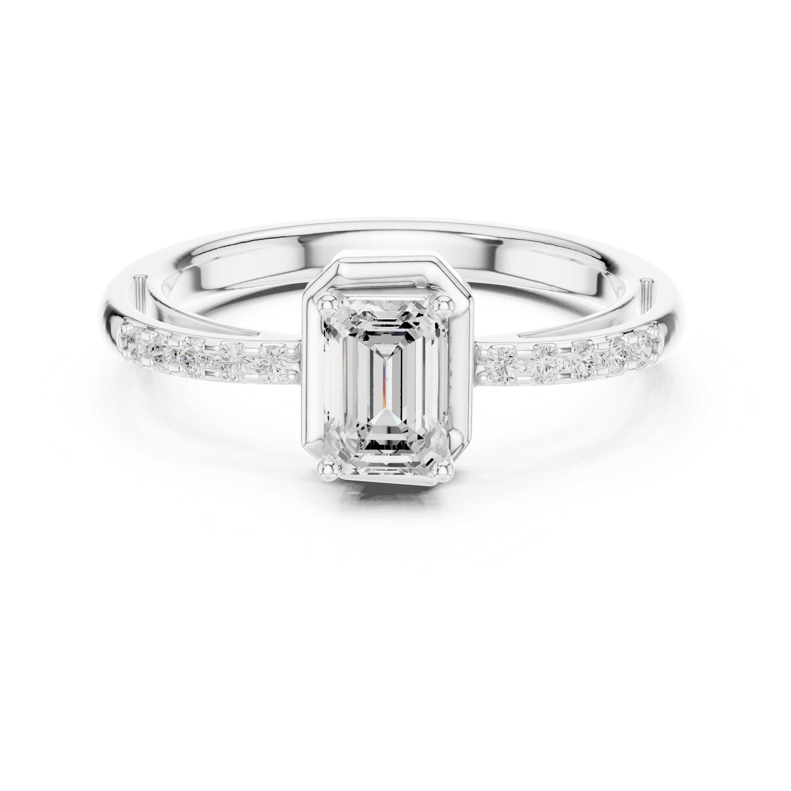 Emerald Cut Bezel Diamond Engagement Ring