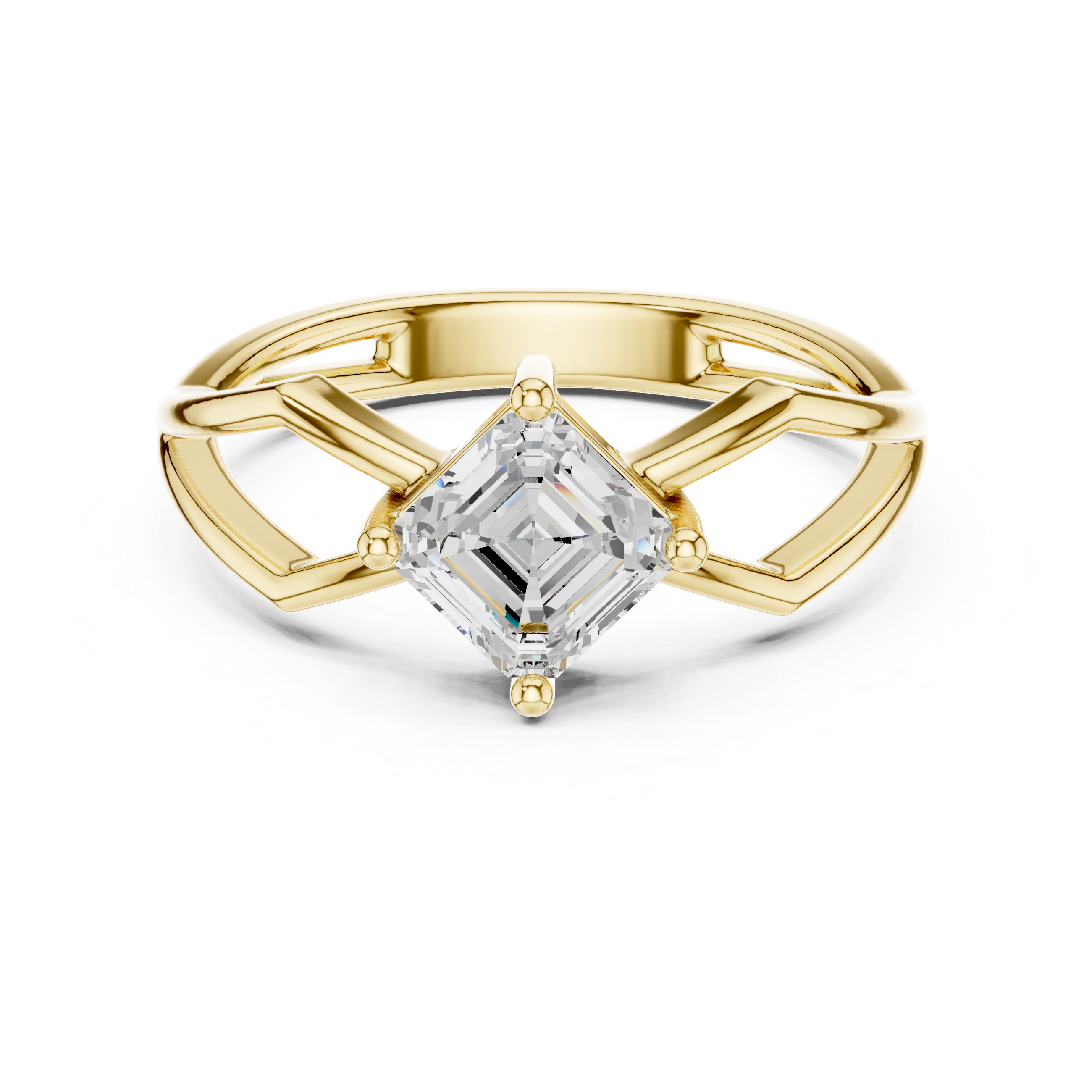 Emerald Cut Diamond Twist Engagement Ring