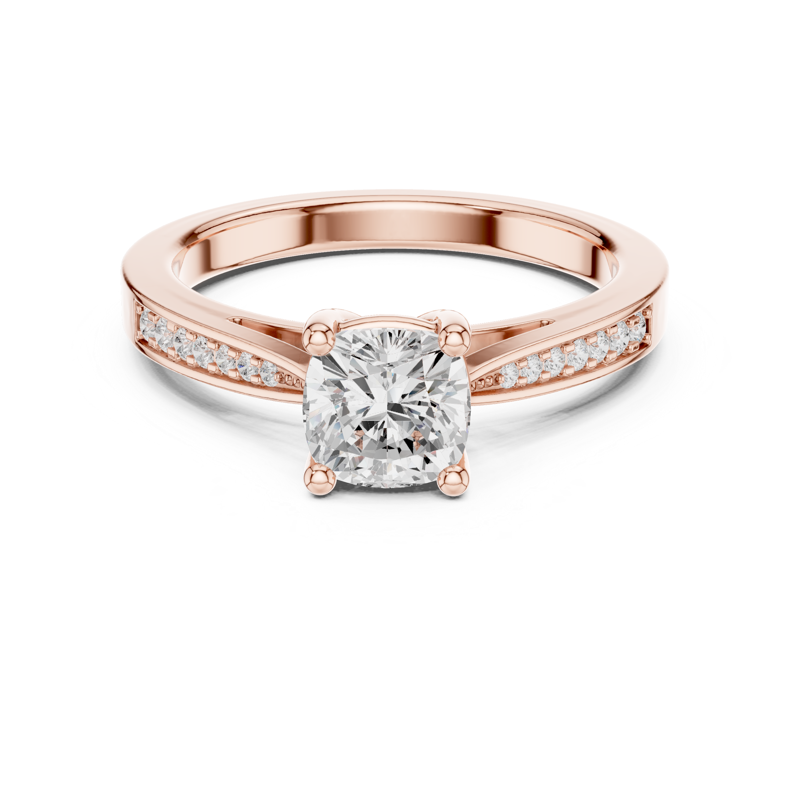 Cushion Cut Diamond Pavé Engagement Ring