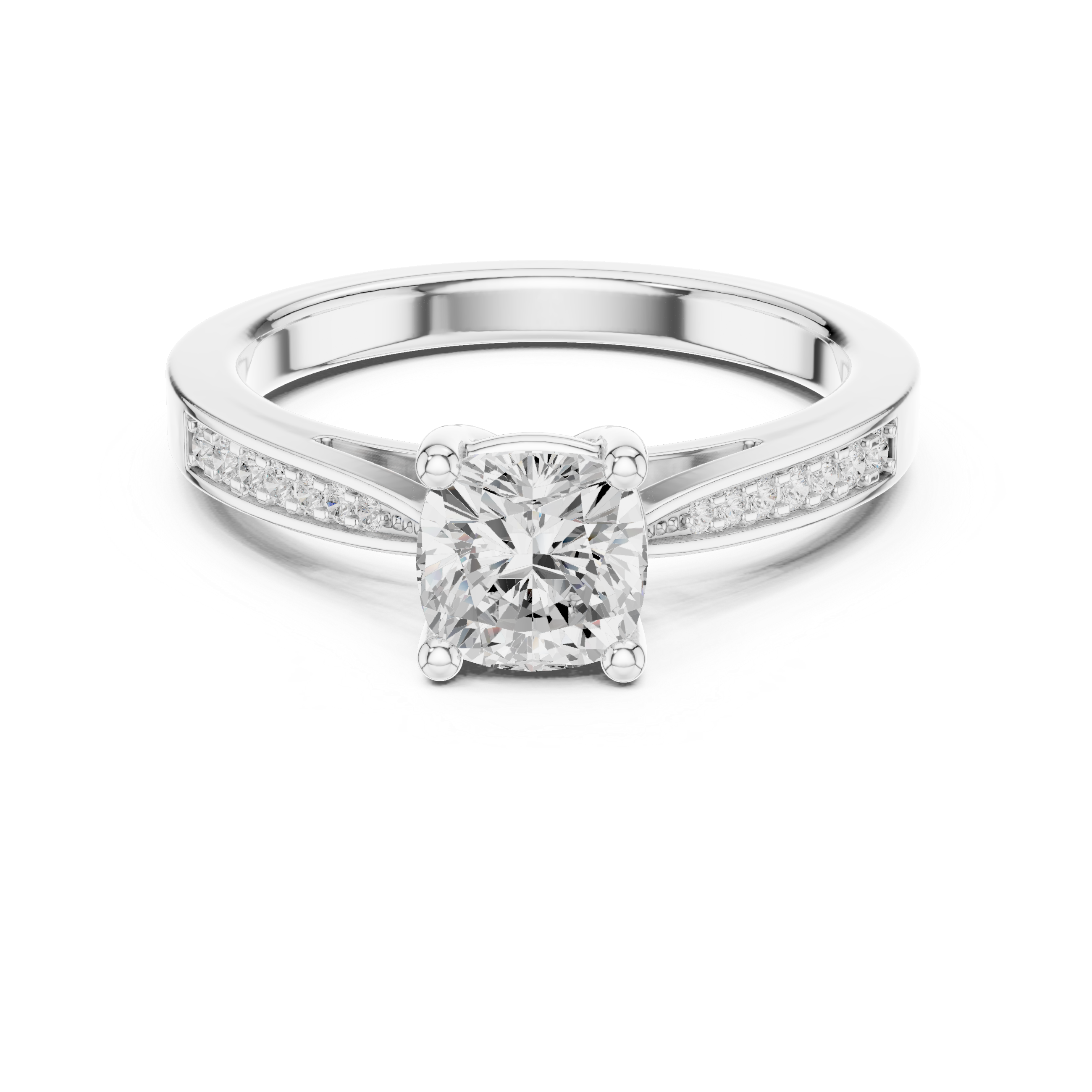 Cushion Cut Diamond Pavé Engagement Ring