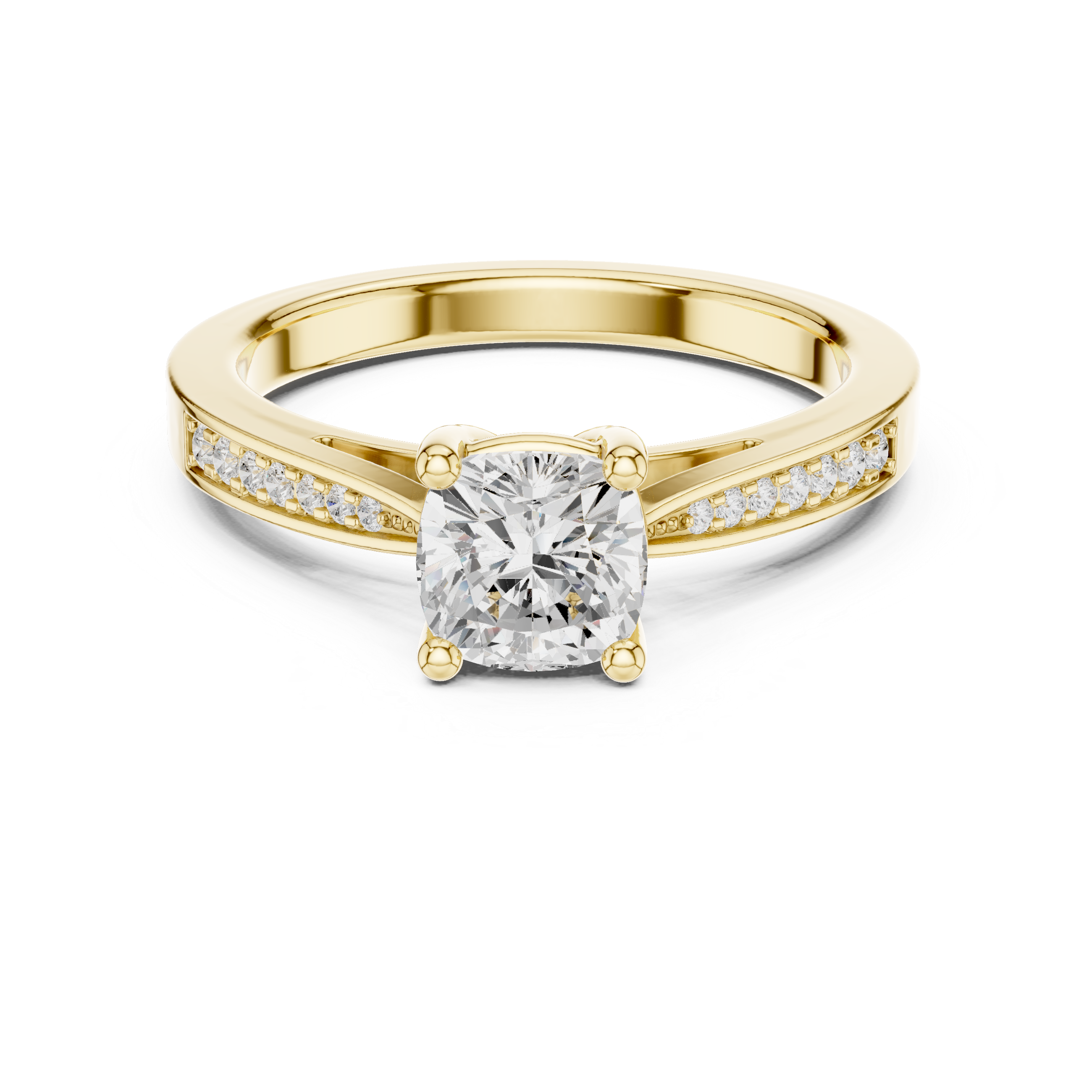 Cushion Cut Diamond Pavé Engagement Ring