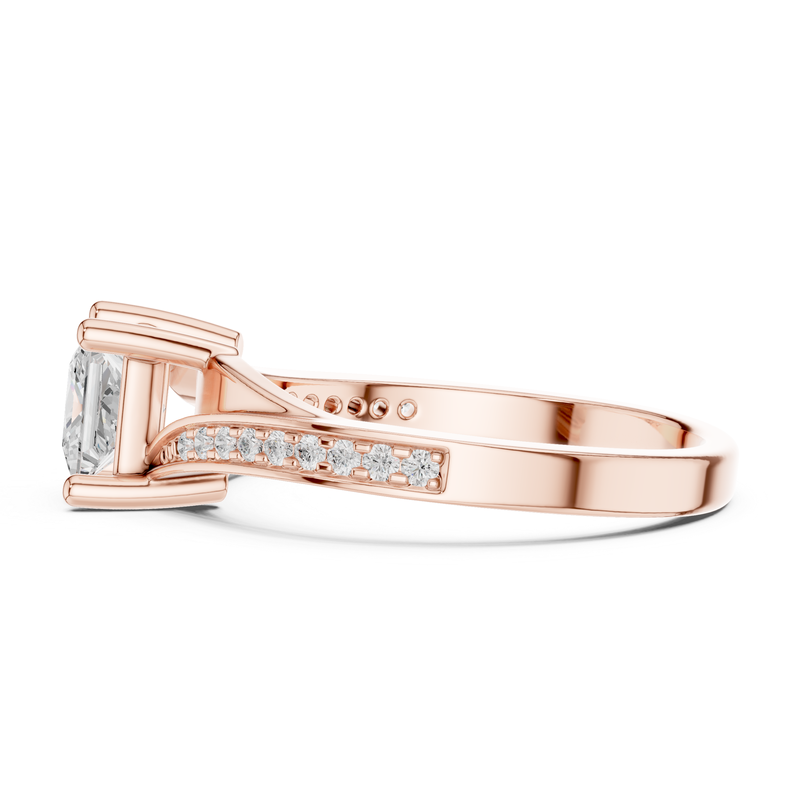 Princess Cut Diamond Split Shank Engagement Ring
