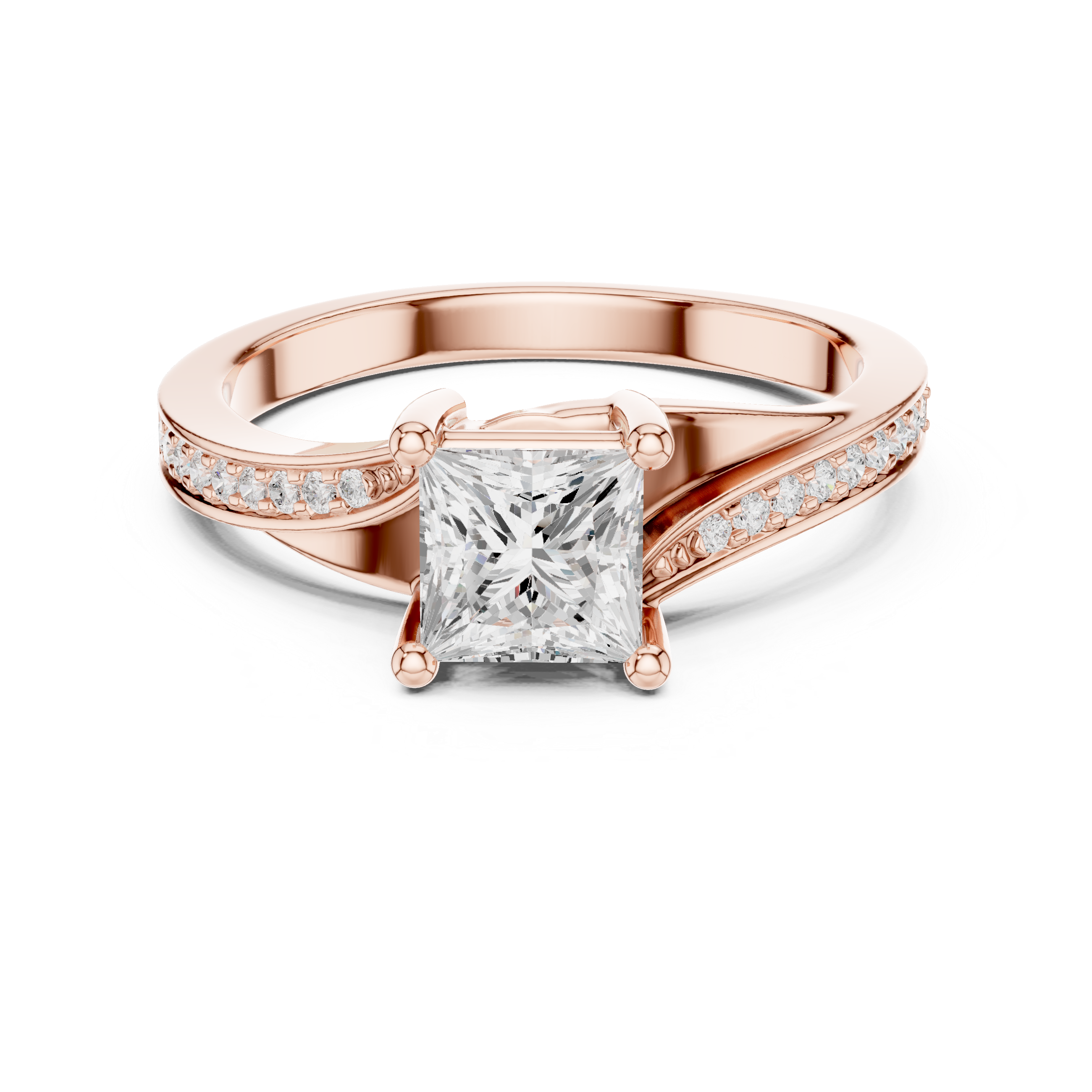 Princess Cut Diamond Split Shank Engagement Ring