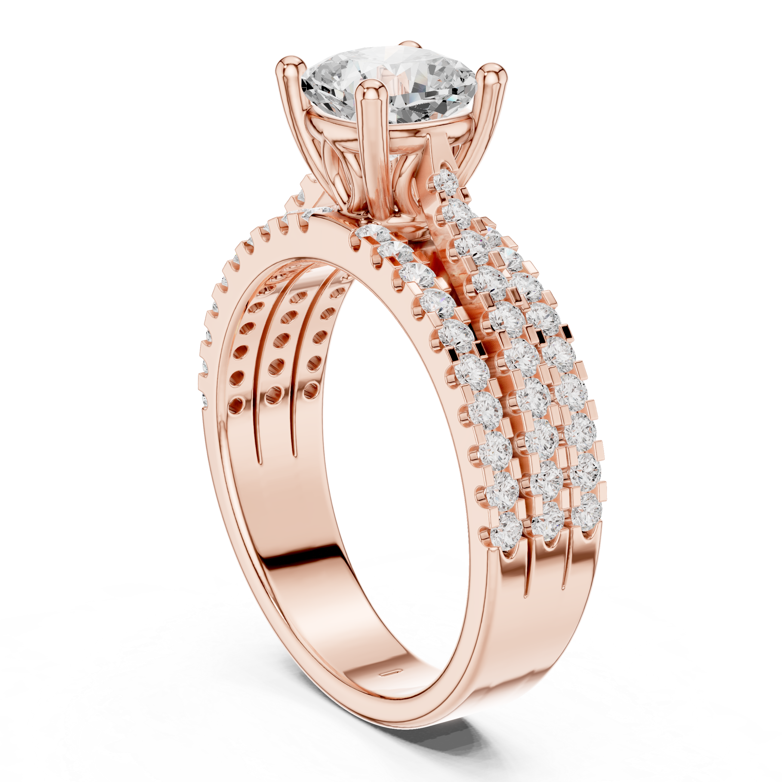 Cushion Cut Diamond Pave Engagement Ring