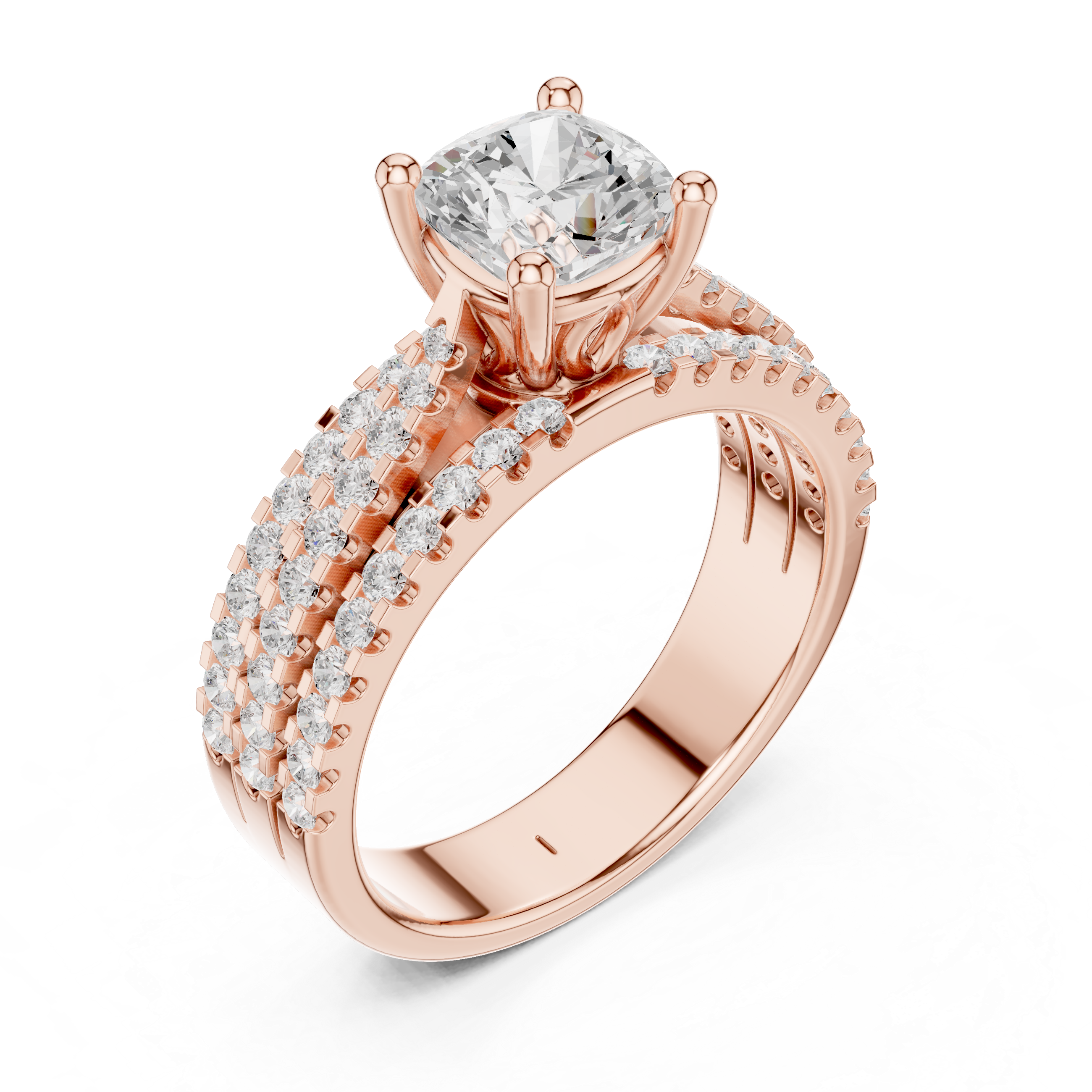 Cushion Cut Diamond Pave Engagement Ring