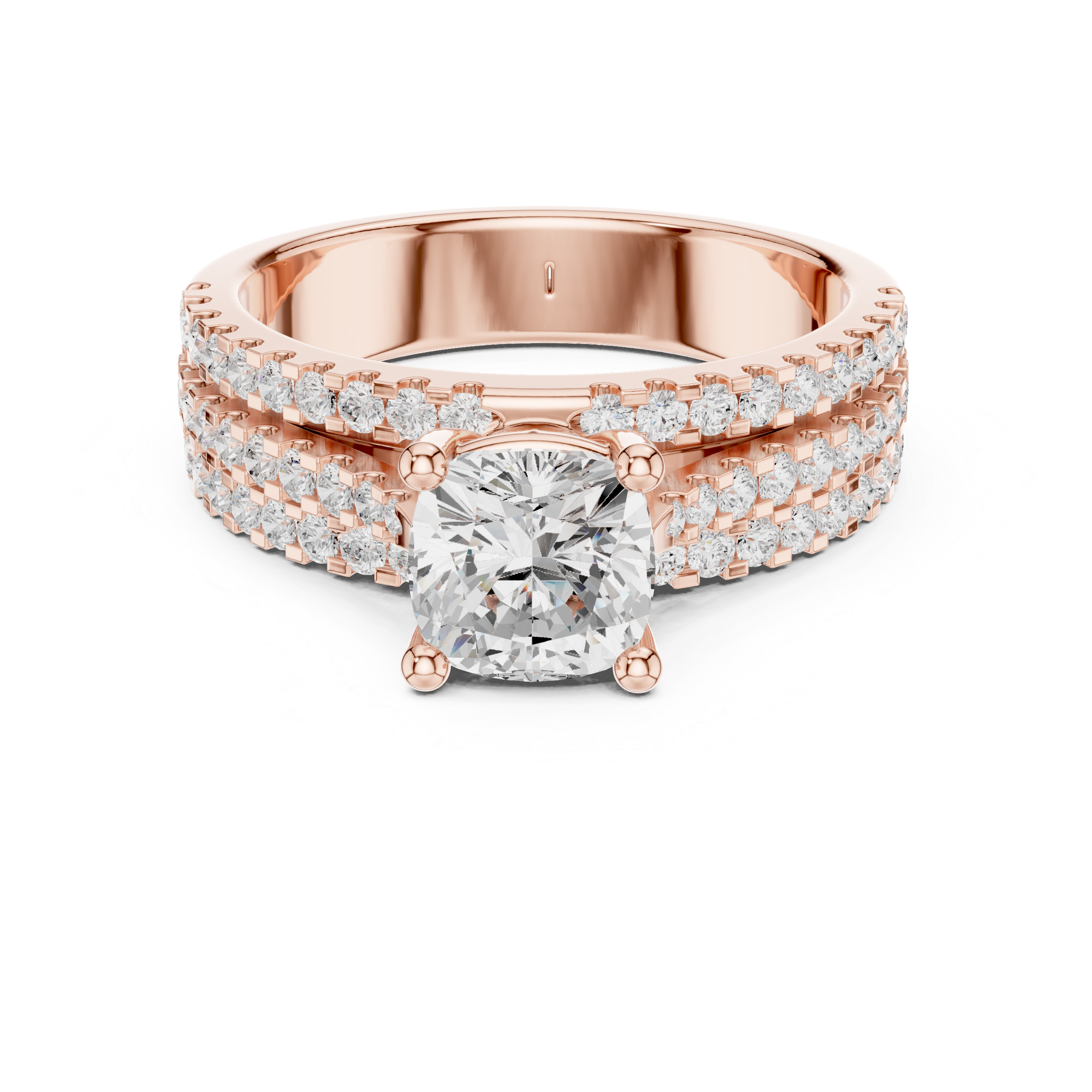 Cushion Cut Diamond Pave Engagement Ring