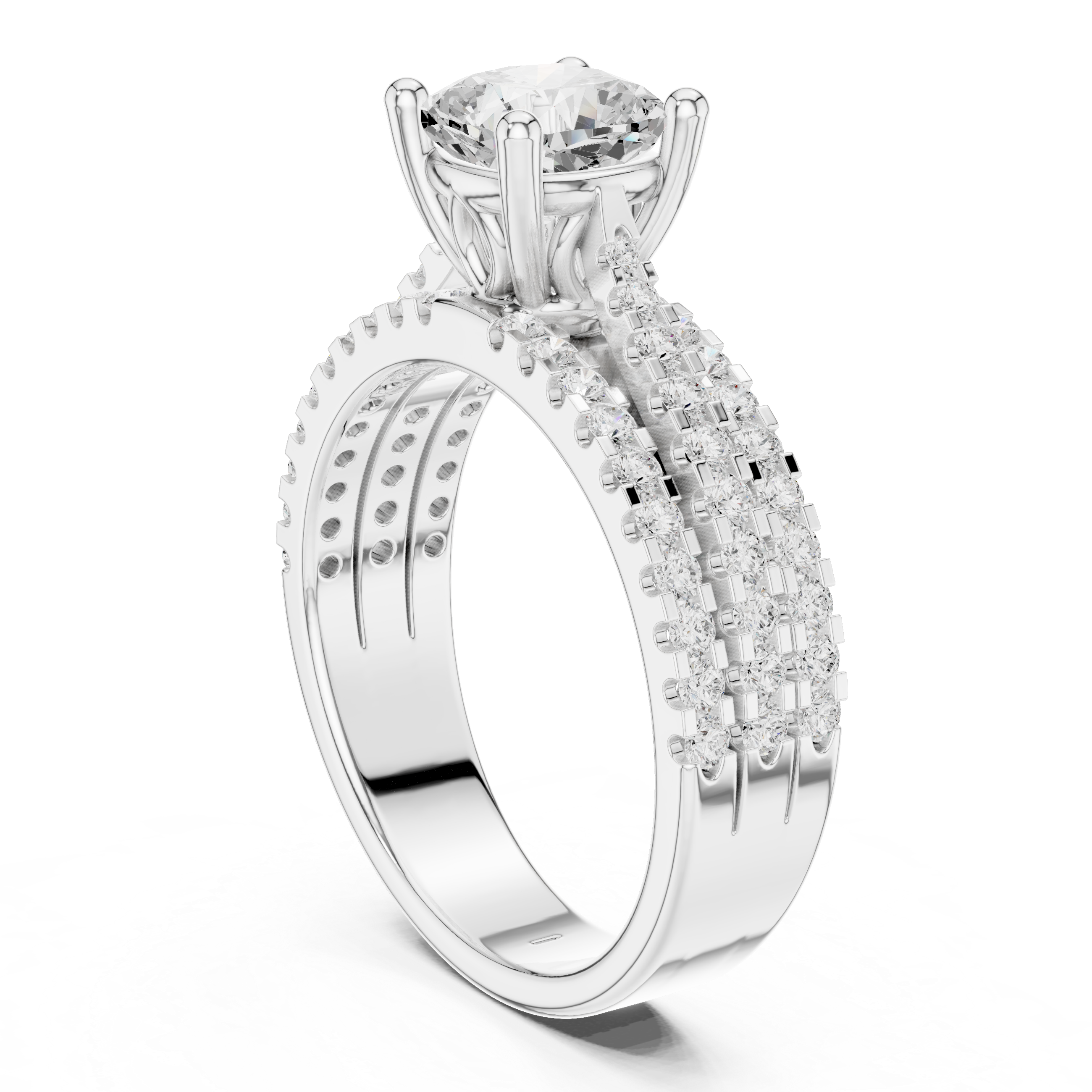 Cushion Cut Diamond Pave Engagement Ring