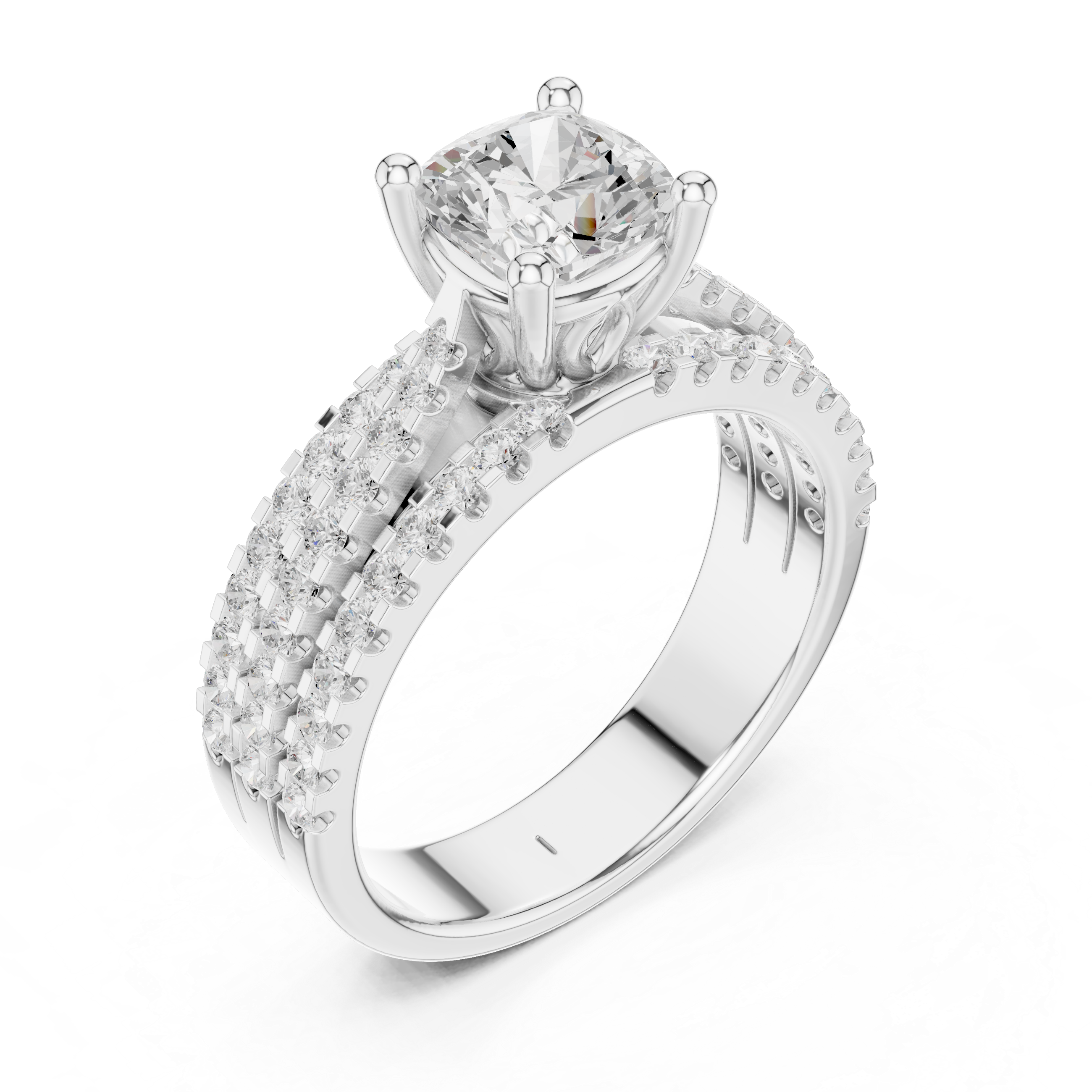Cushion Cut Diamond Pave Engagement Ring