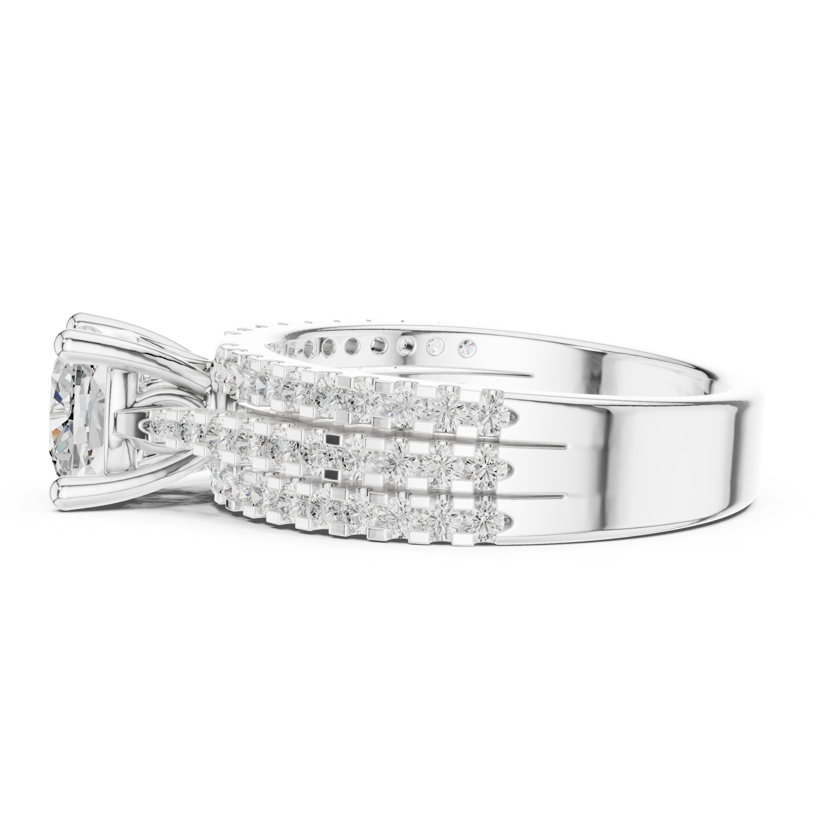 Cushion Cut Diamond Pave Engagement Ring