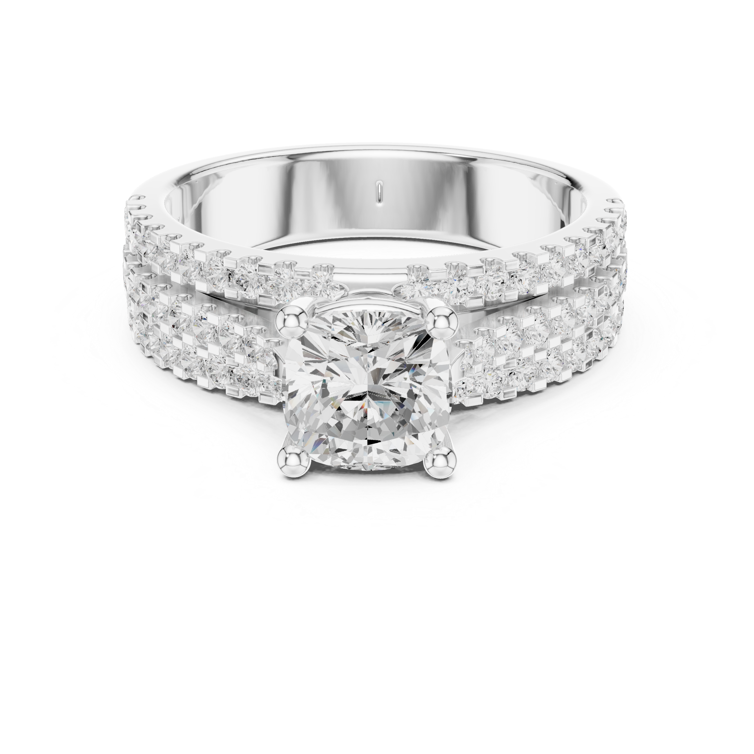 Cushion Cut Diamond Pave Engagement Ring