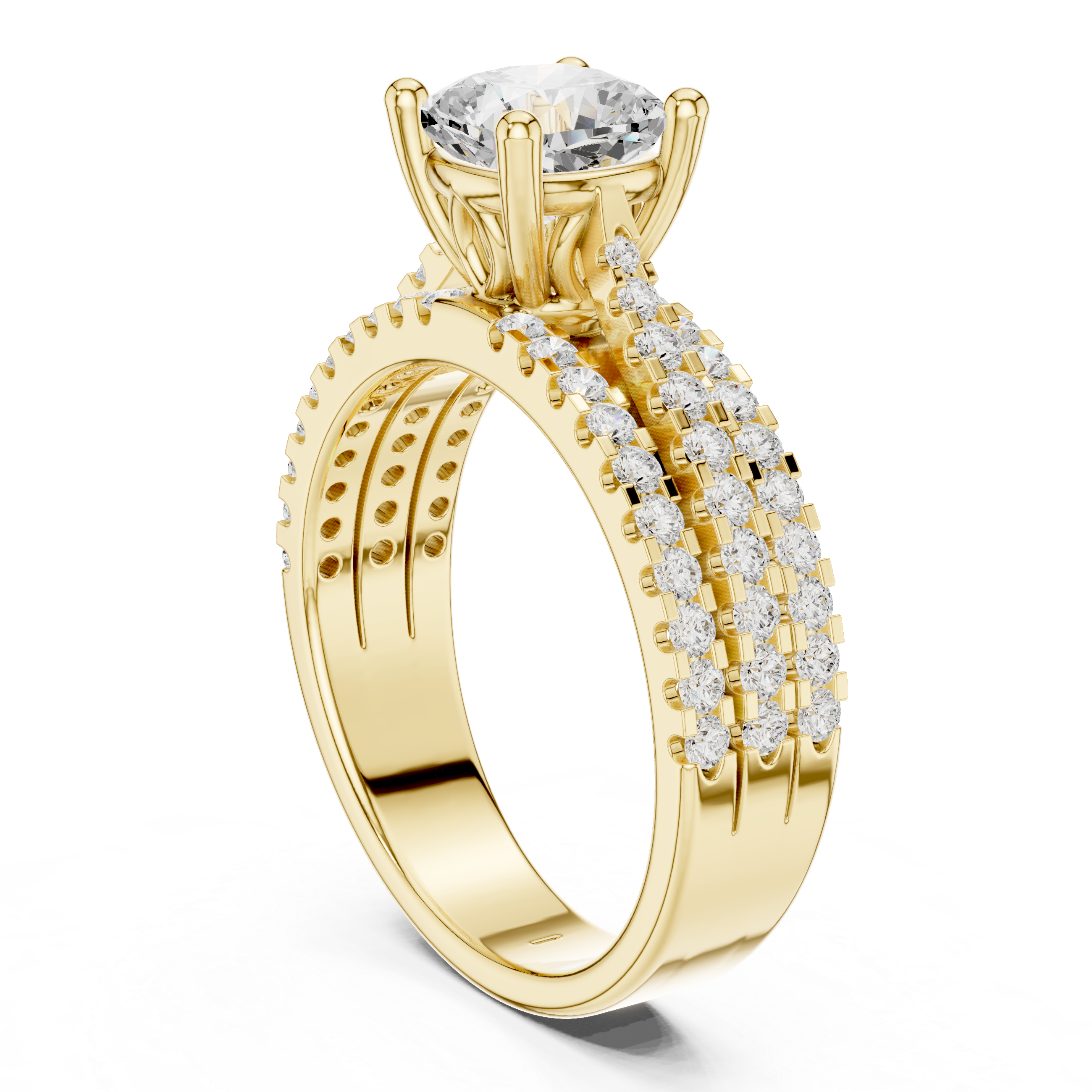 Cushion Cut Diamond Pave Engagement Ring
