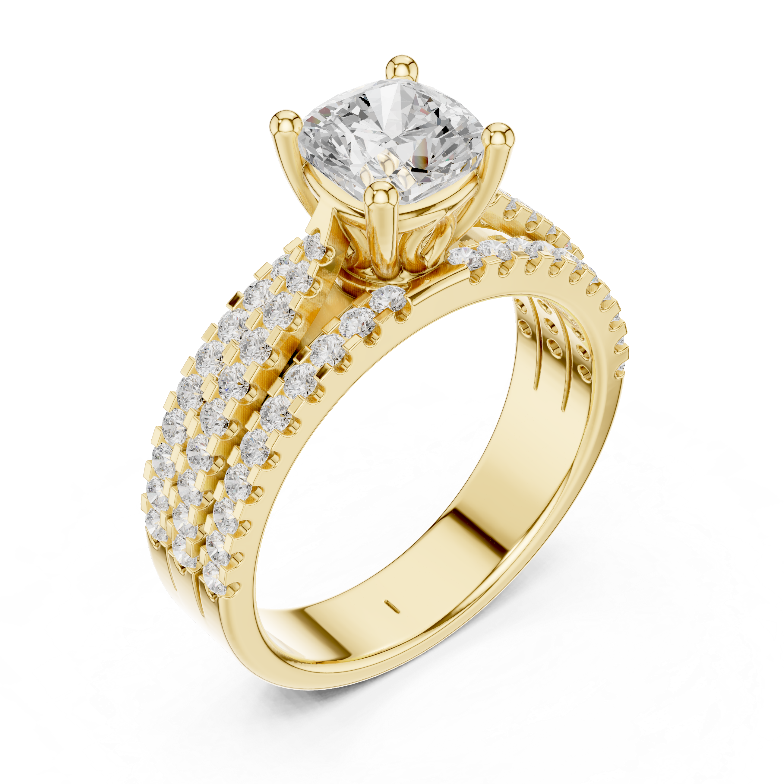 Cushion Cut Diamond Pave Engagement Ring
