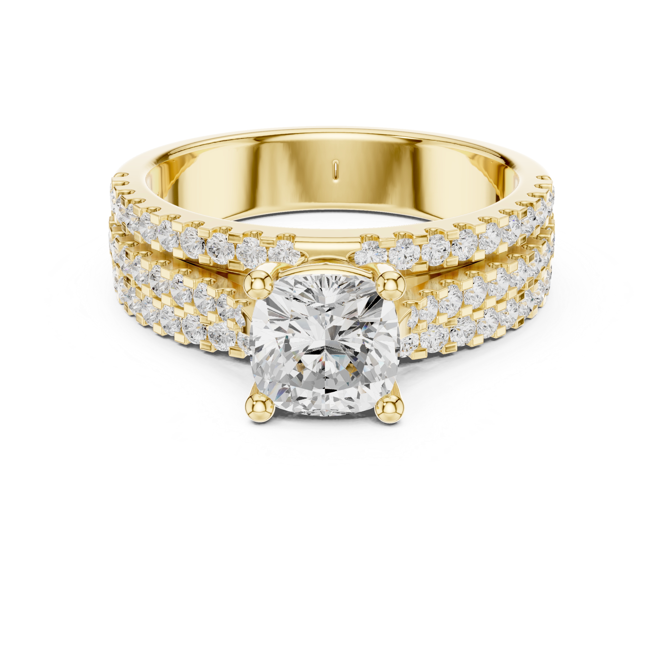 Cushion Cut Diamond Pave Engagement Ring