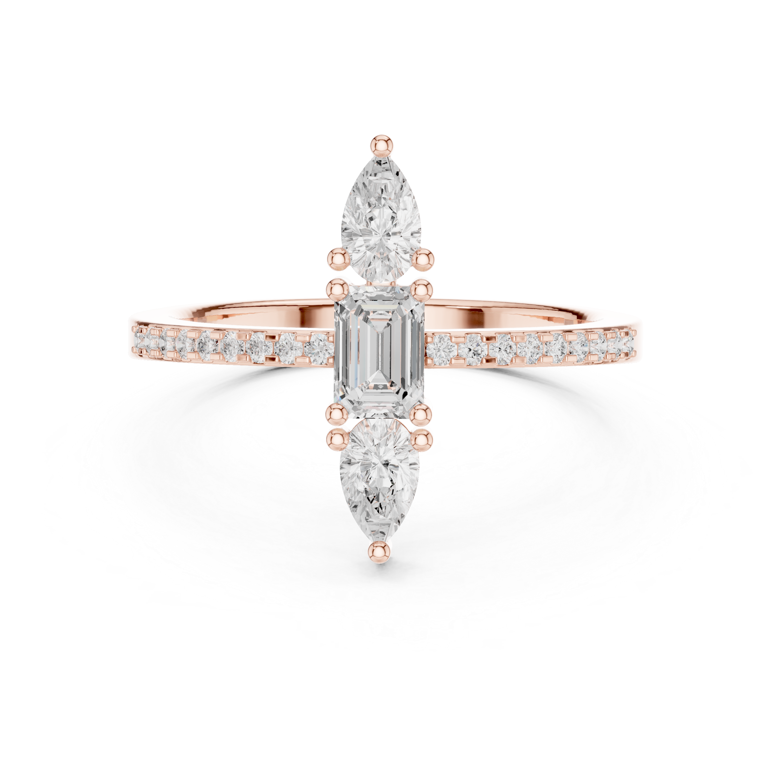 Three Stone Emerald & Pear Diamond Ring