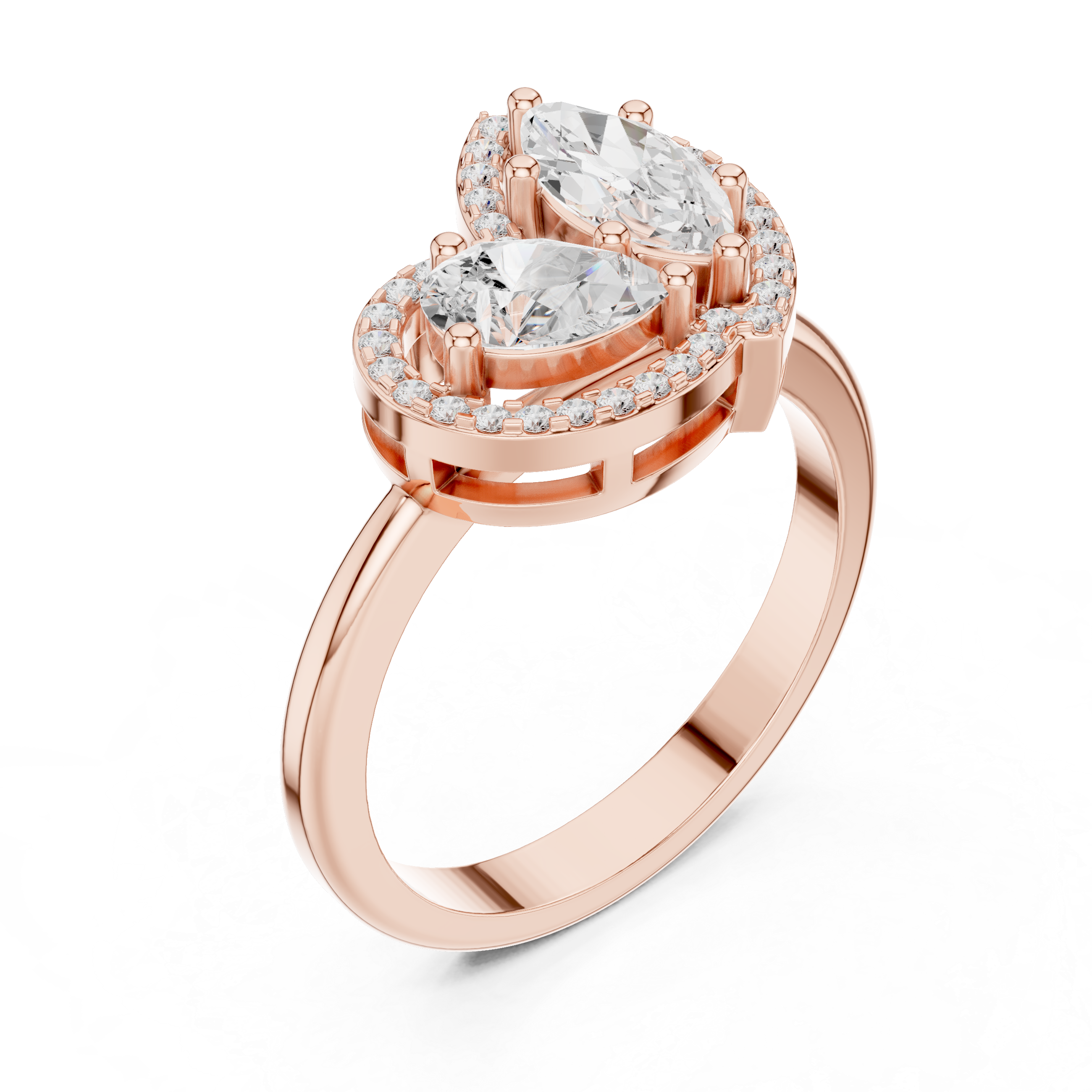 Halo Toi et Moi Pear & Marquise Ring