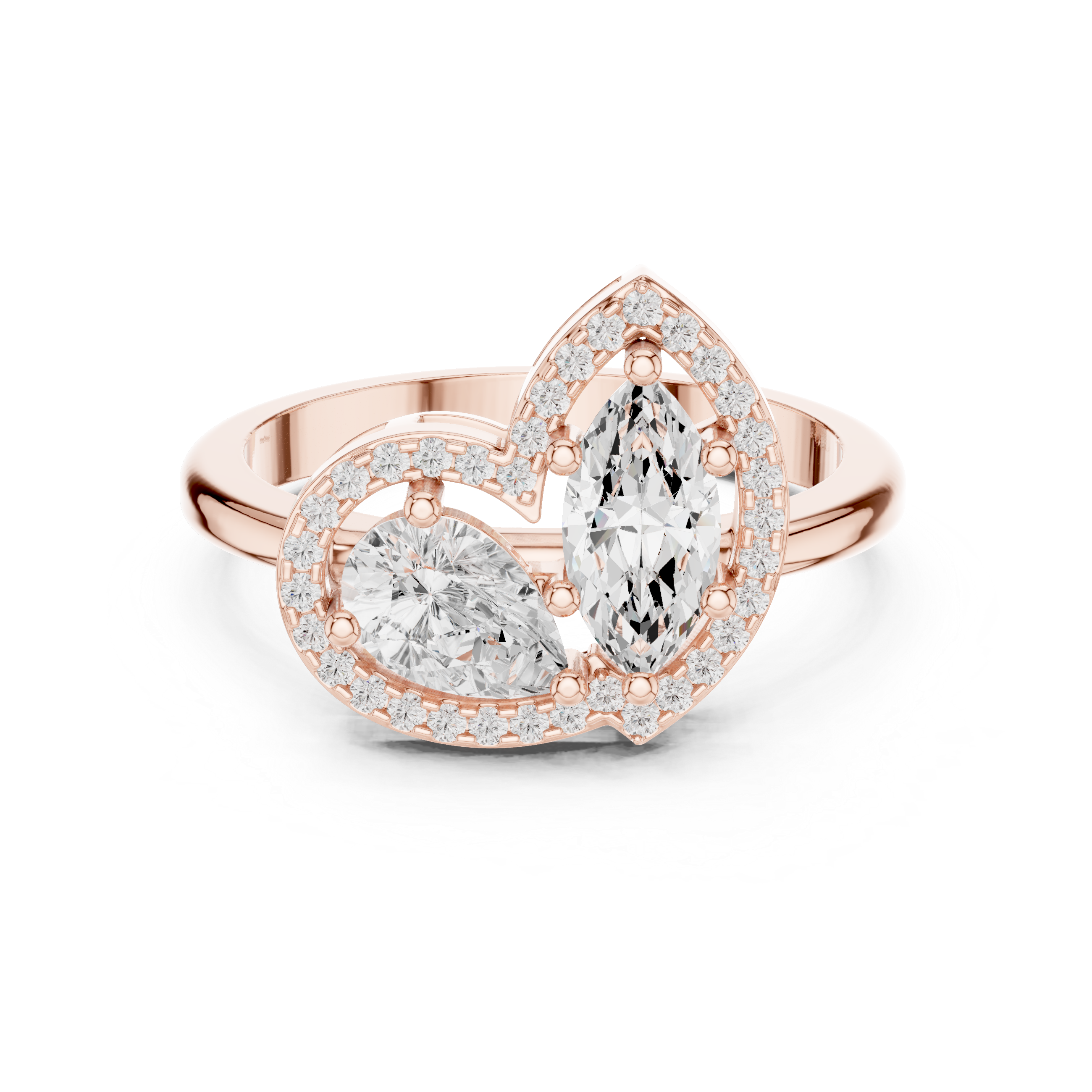 Halo Toi et Moi Pear & Marquise Ring