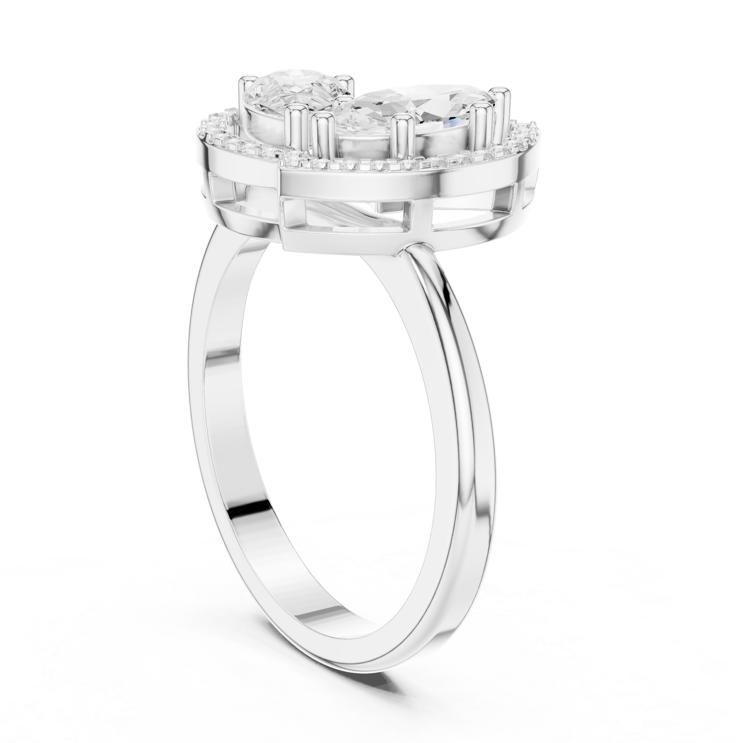 Halo Toi et Moi Pear & Marquise Ring