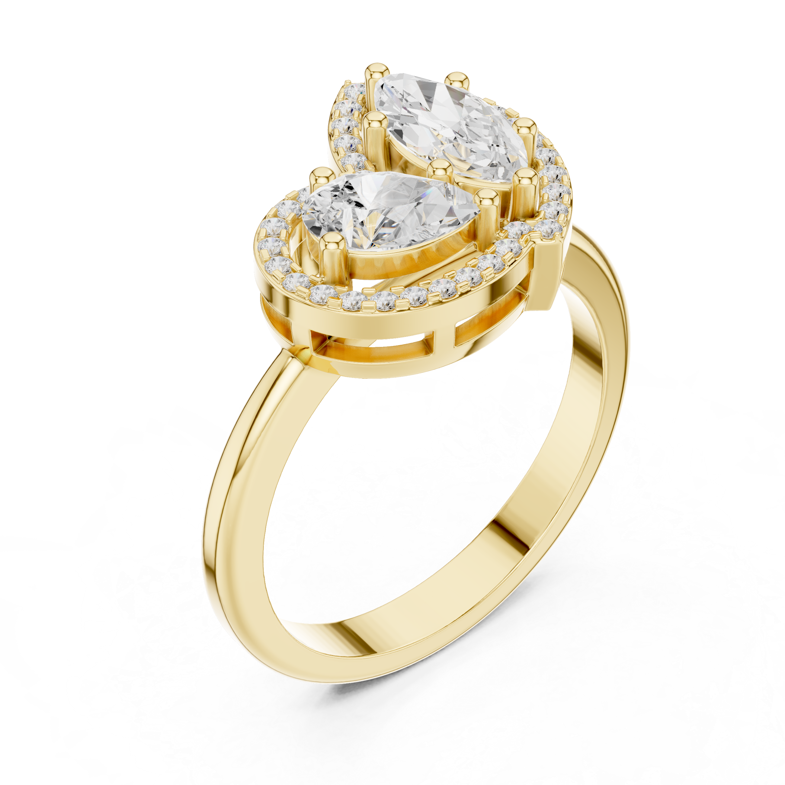 Halo Toi et Moi Pear & Marquise Ring