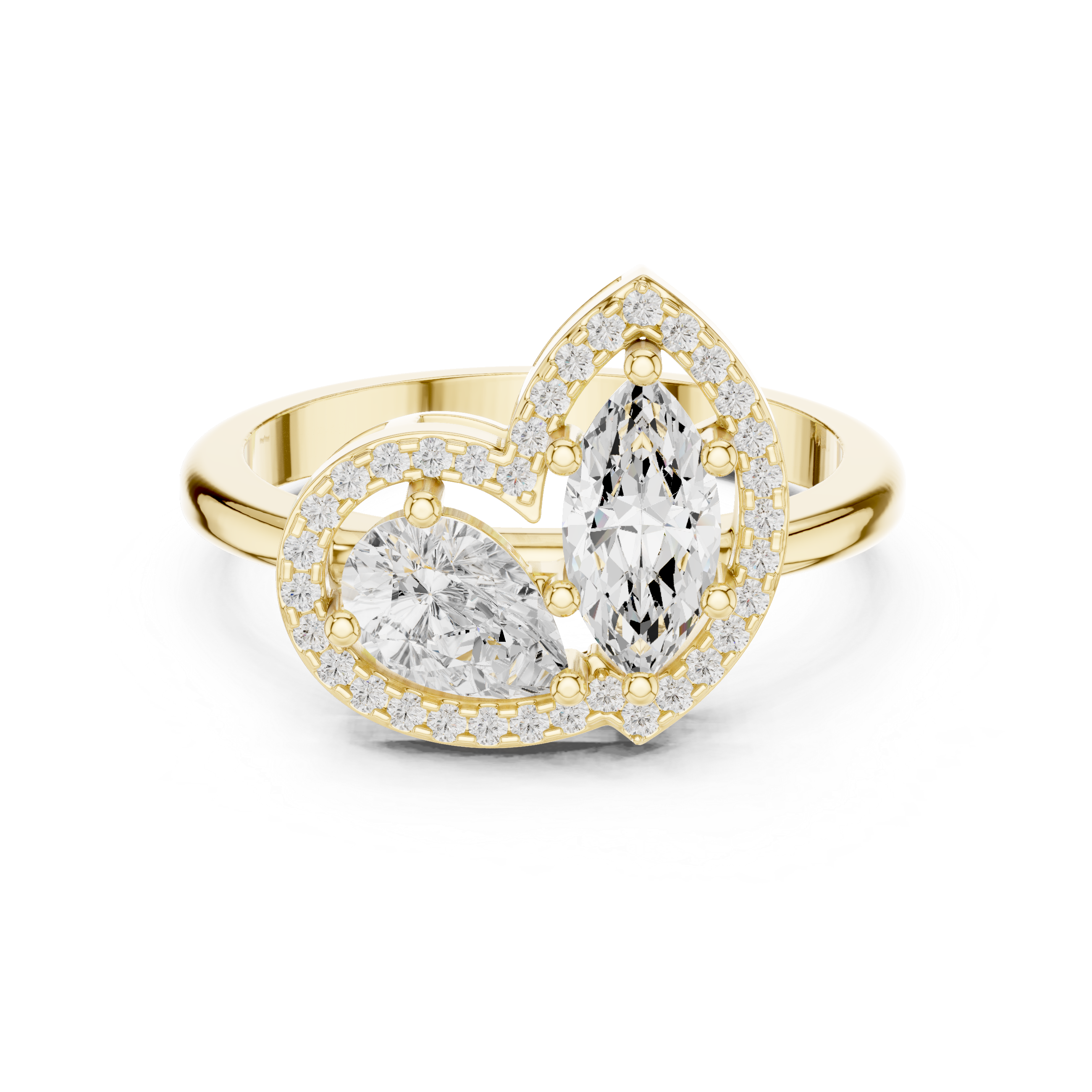 Halo Toi et Moi Pear & Marquise Ring