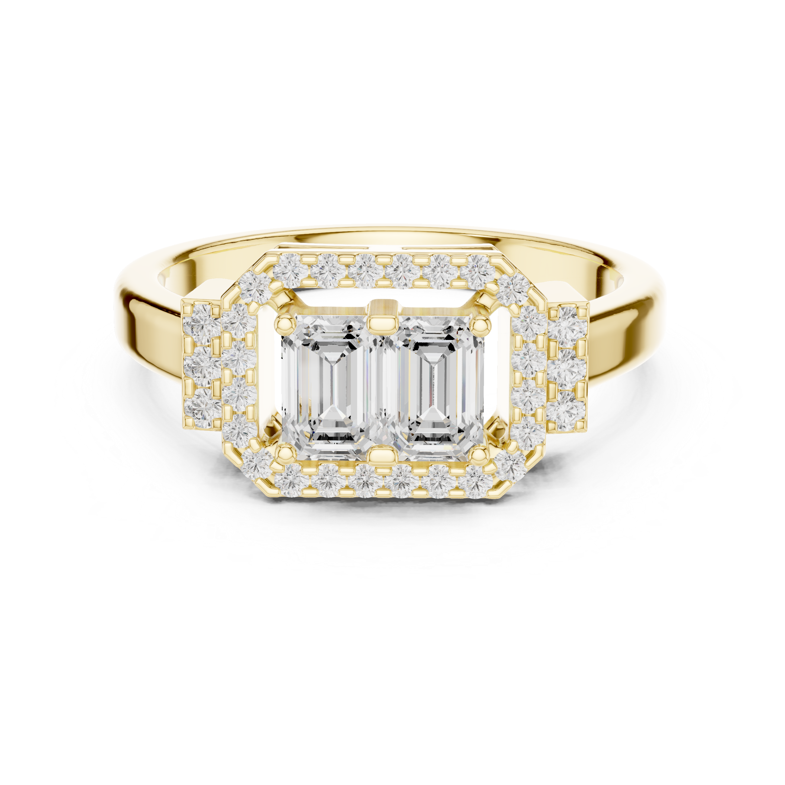 Emerald Double Stone Halo Ring 0.76 CT