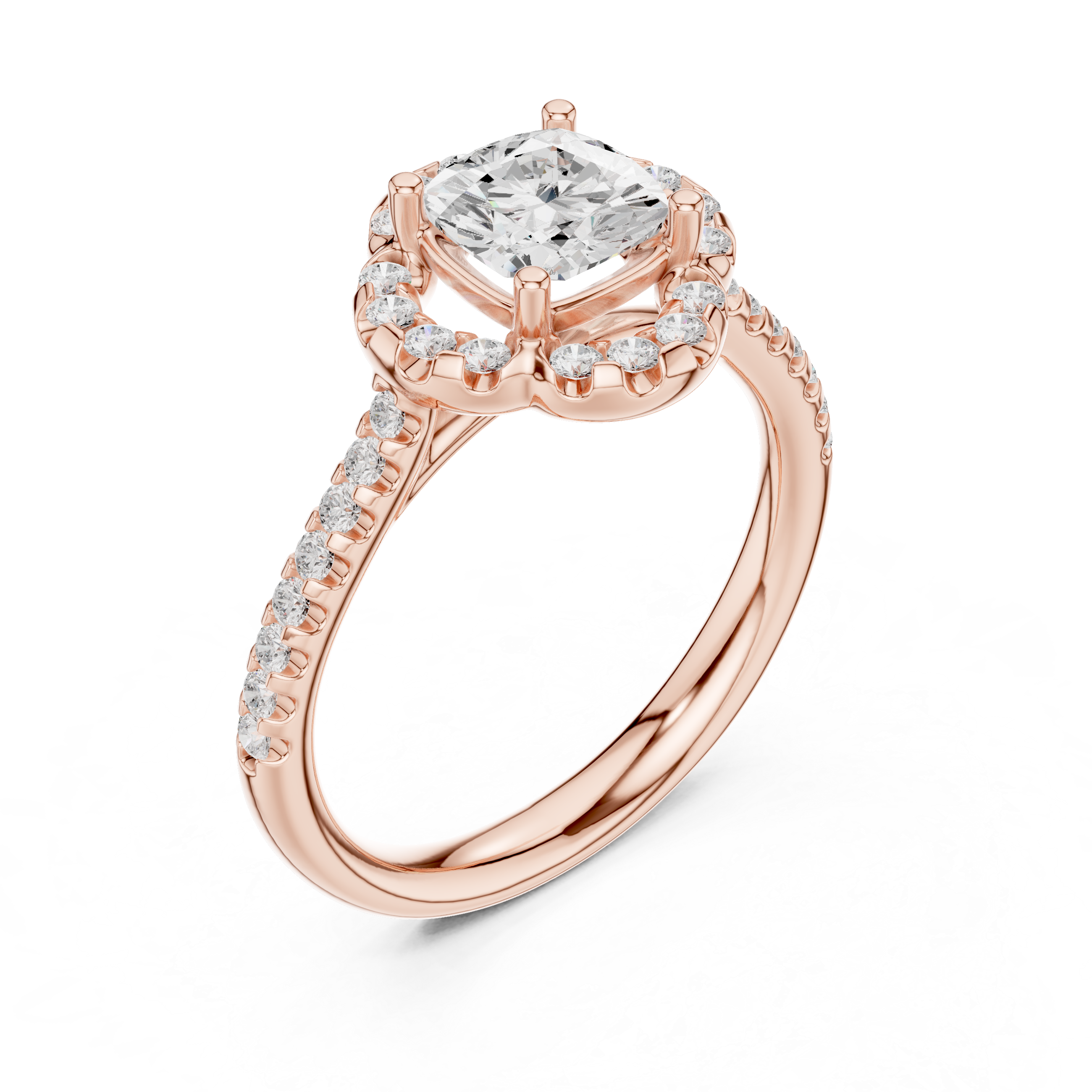 Cushion Halo Engagement Ring 0.38 CT