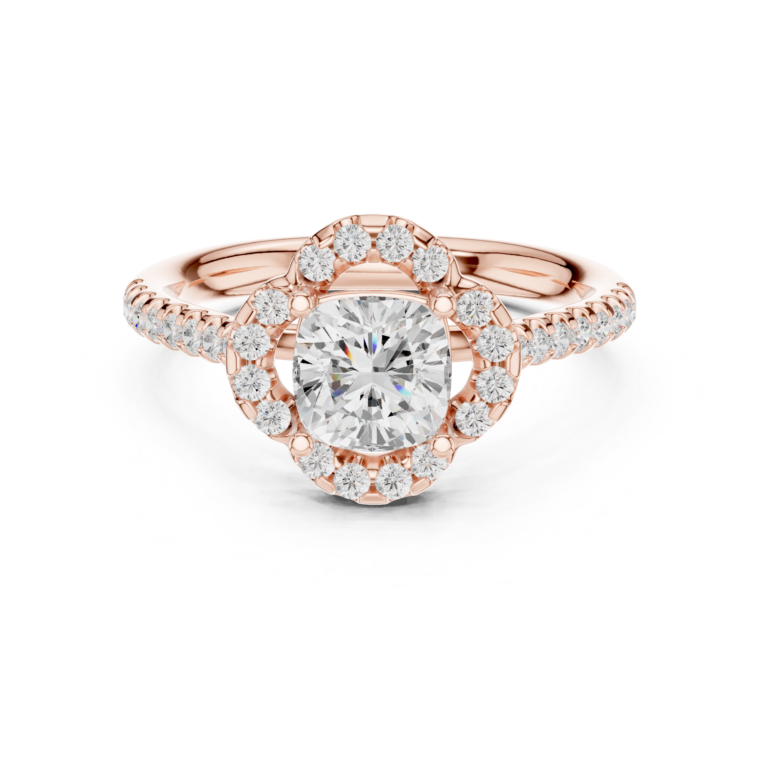 Cushion Halo Engagement Ring 0.38 CT