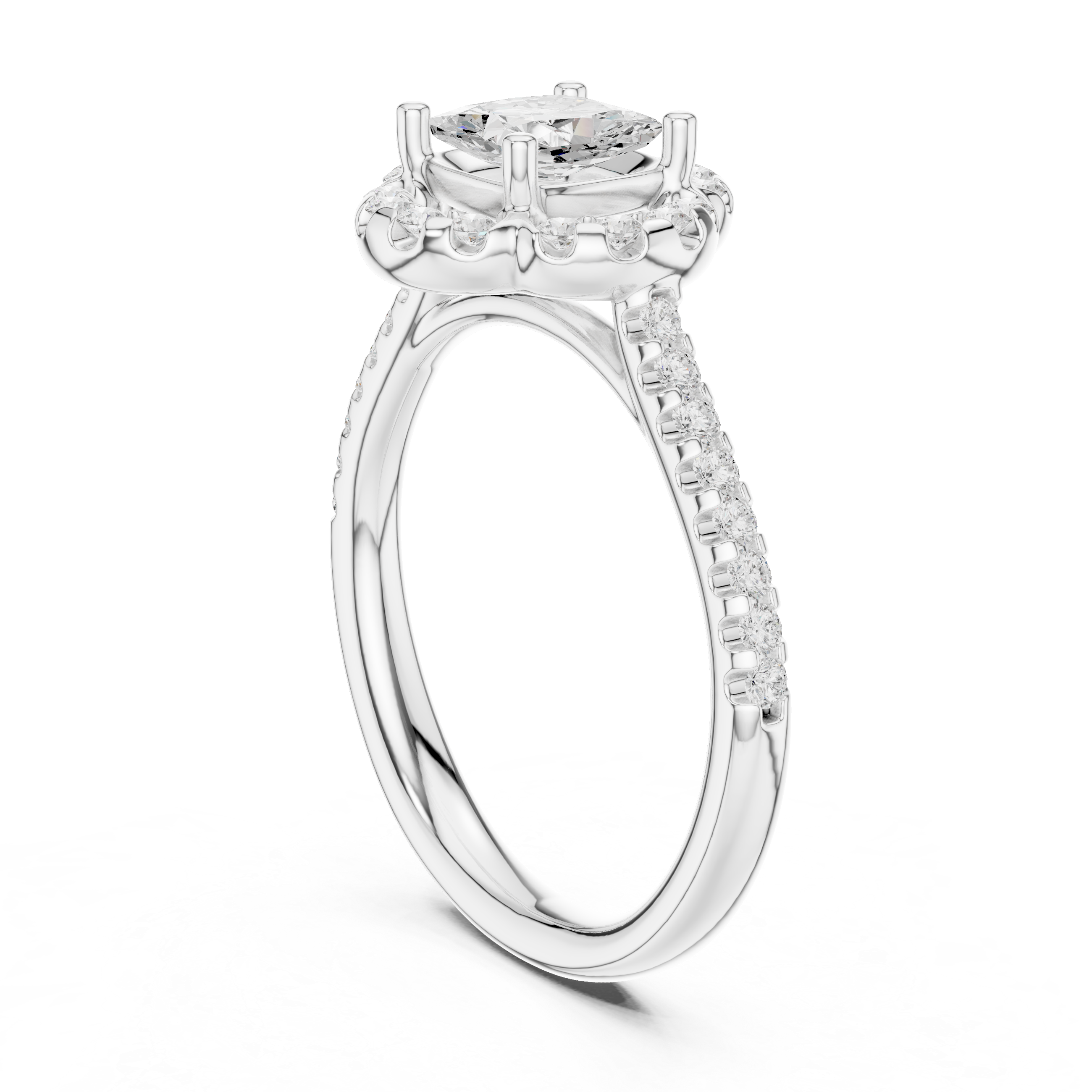 Cushion Halo Engagement Ring 0.38 CT