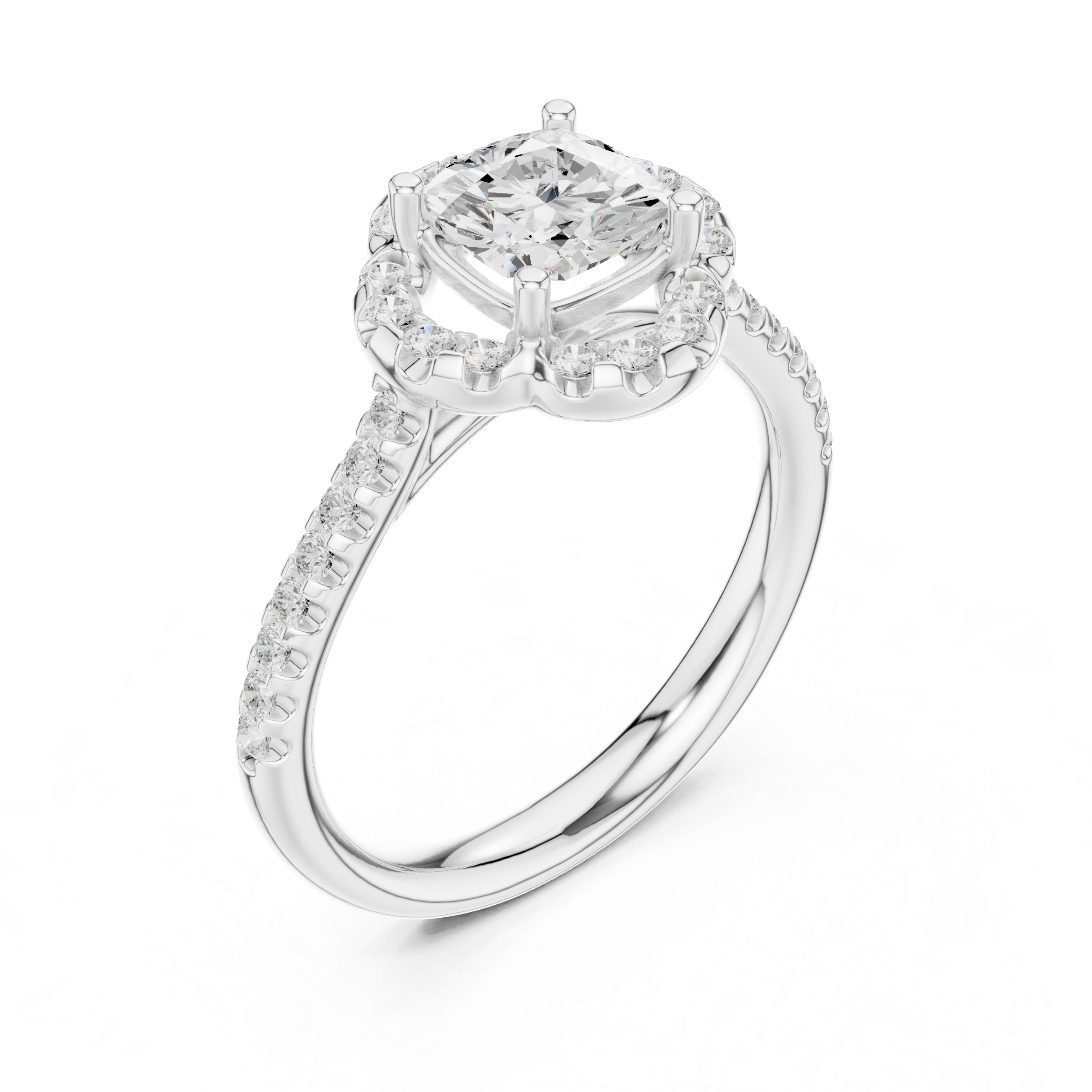 Cushion Halo Engagement Ring 0.38 CT