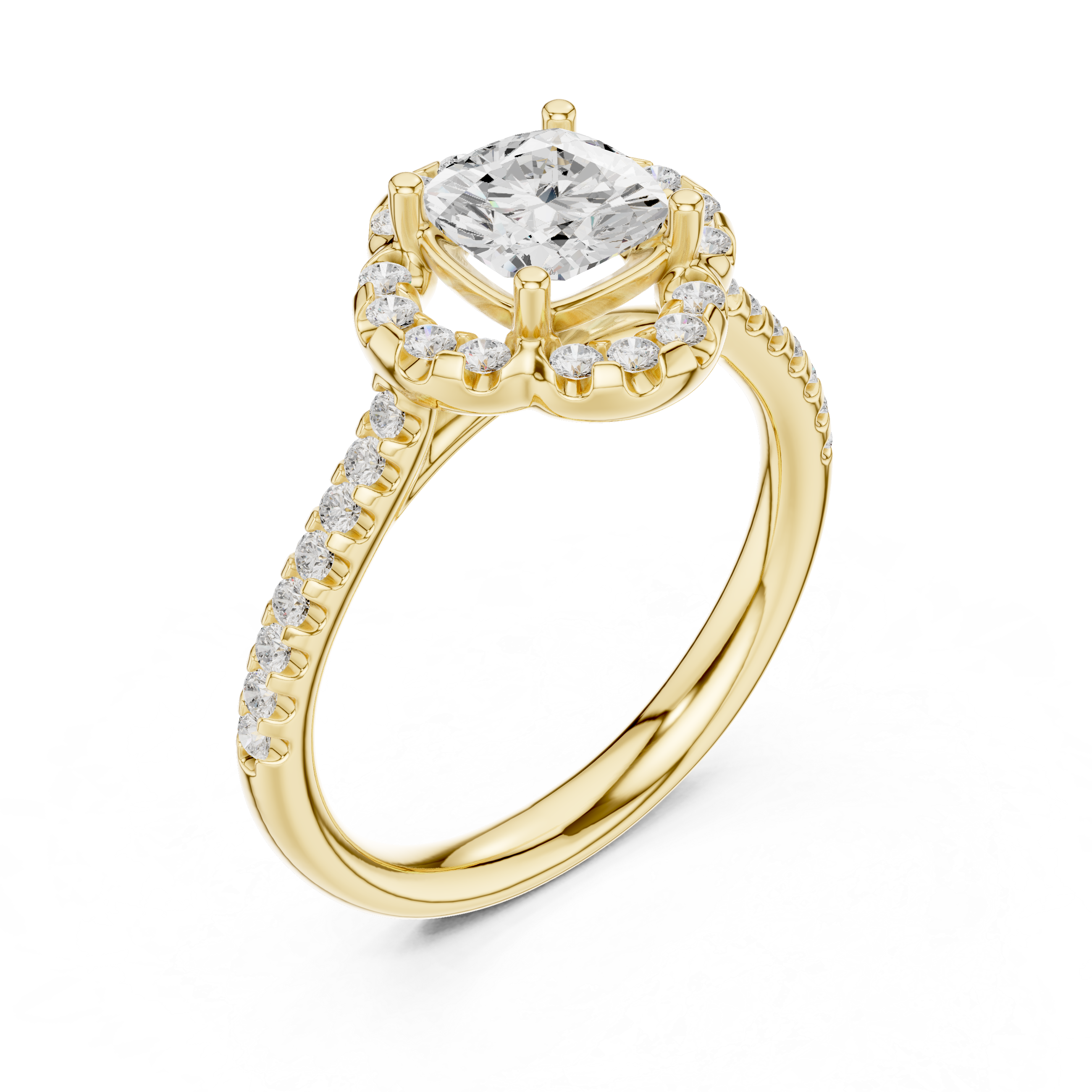 Cushion Halo Engagement Ring 0.38 CT