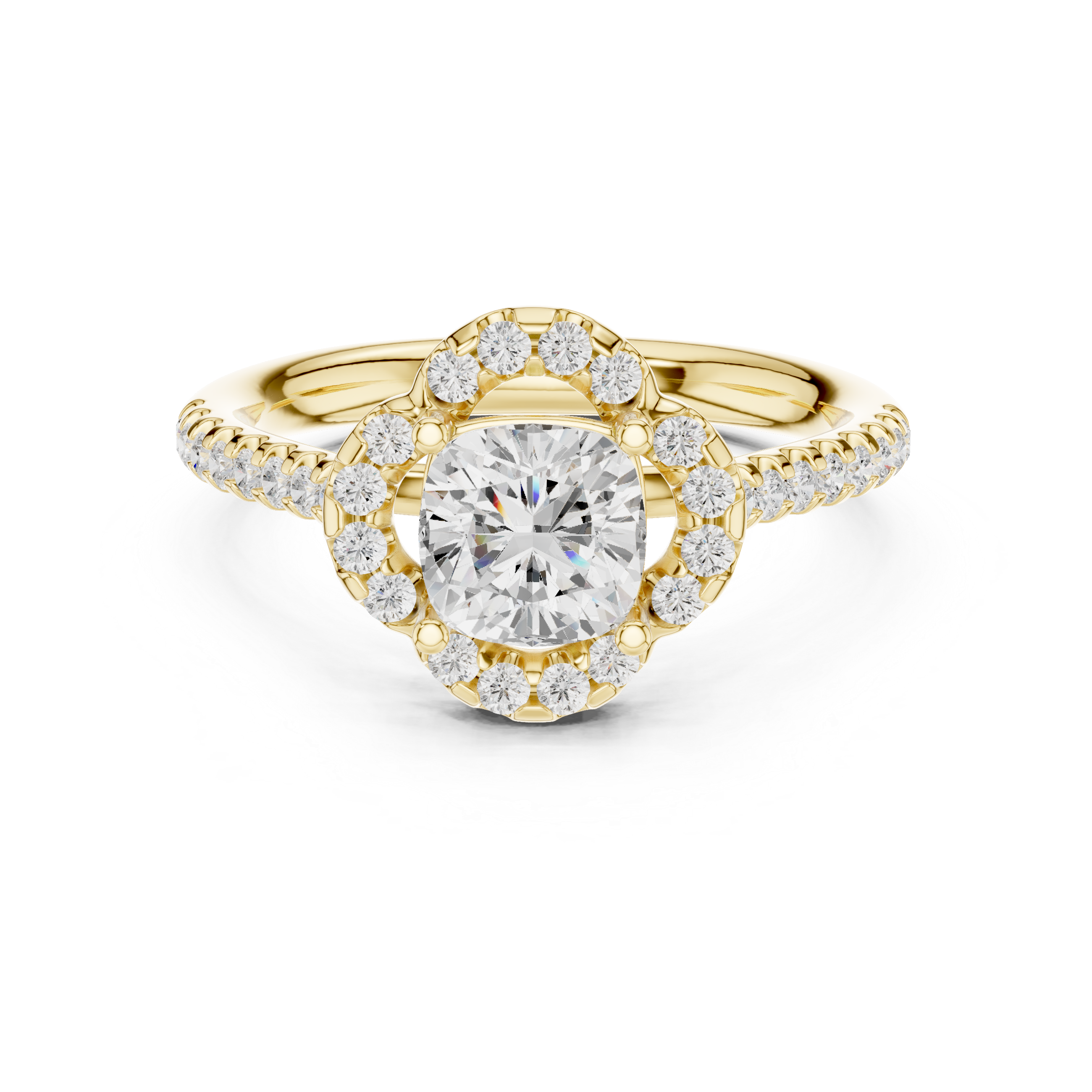 Cushion Halo Engagement Ring 0.38 CT