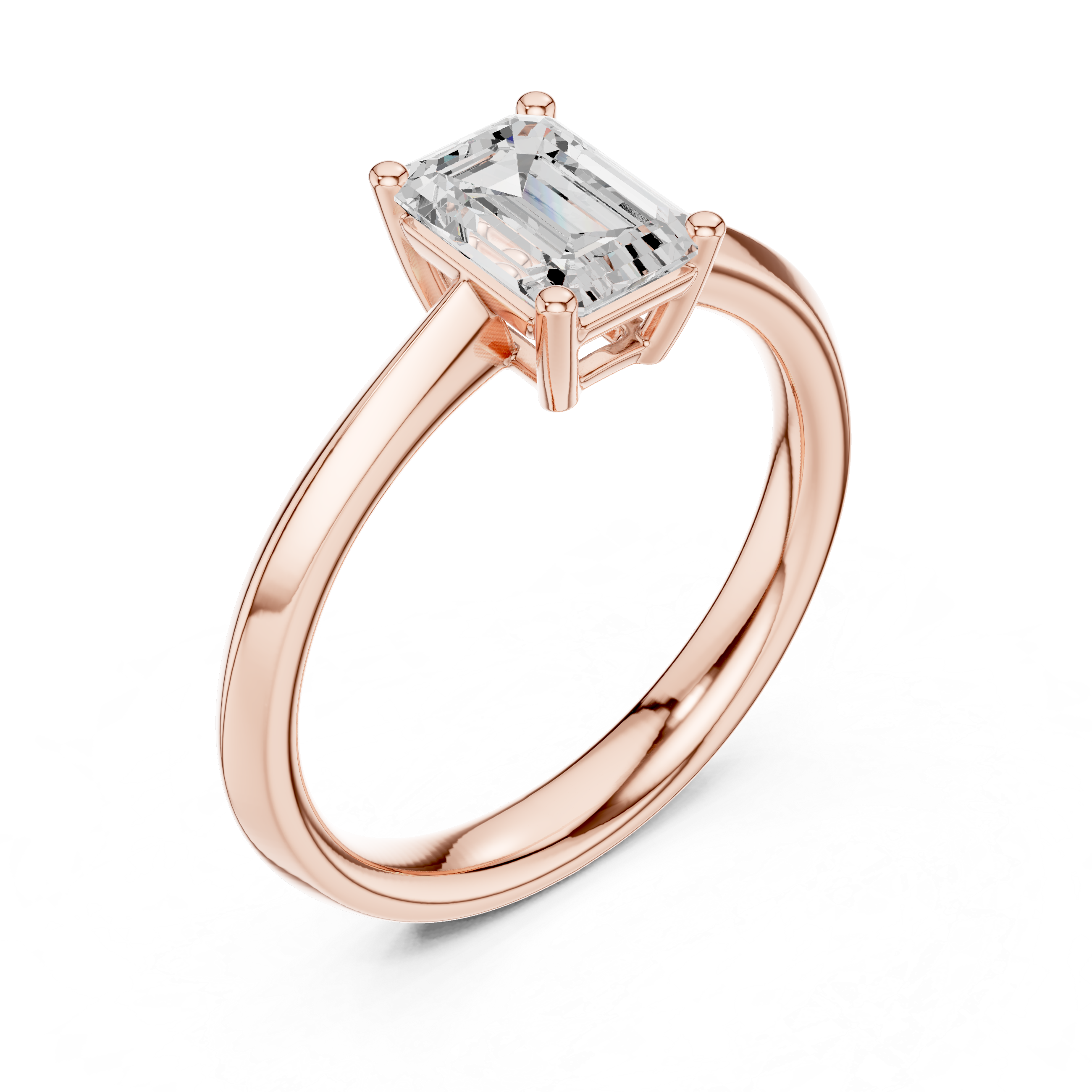 Emerald Cut Solitaire Engagement Ring 1.02 CT