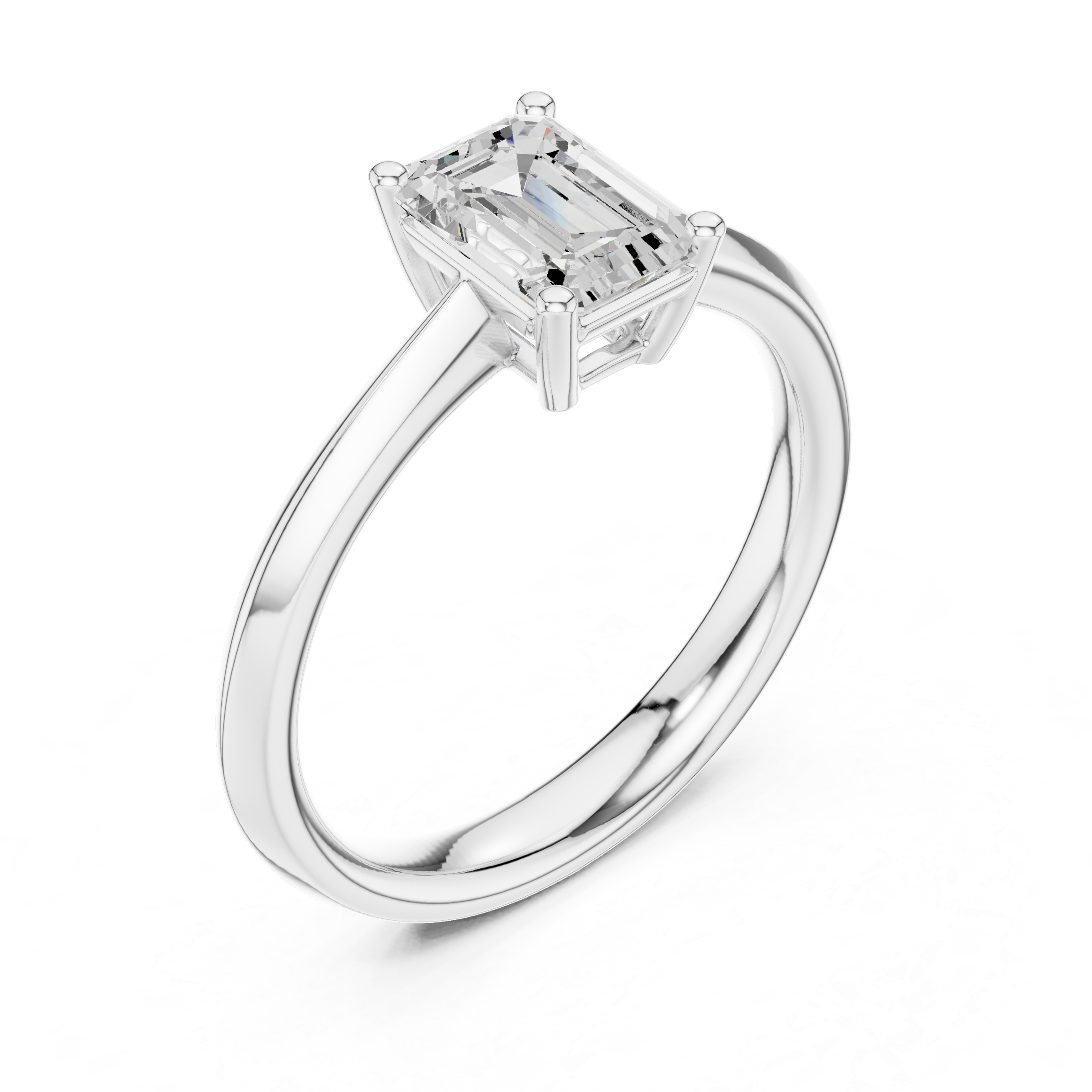 Emerald Cut Solitaire Engagement Ring 1.02 CT