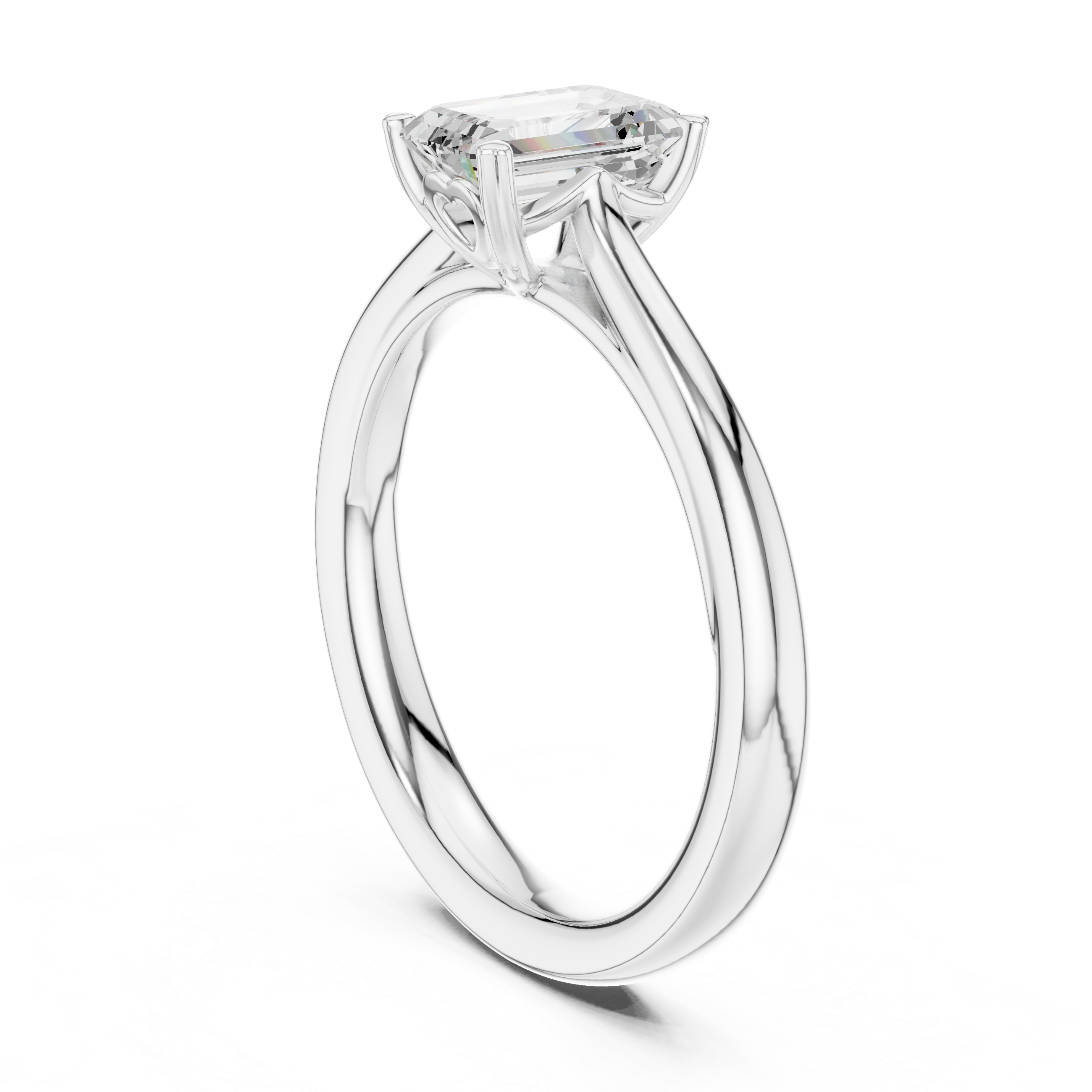 Emerald Cut Solitaire Engagement Ring 0.97 CT