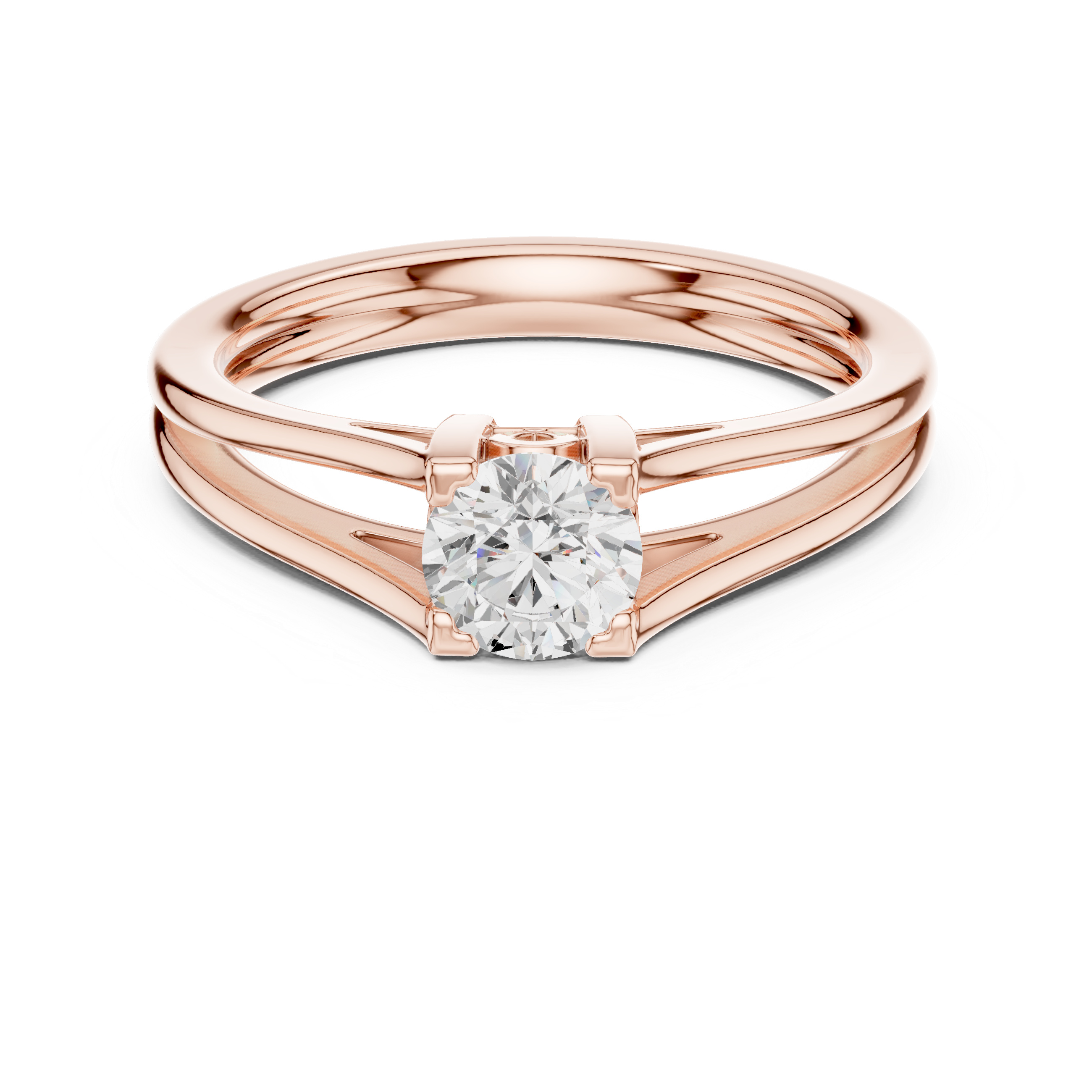 Split Shank Solitaire Engagement Ring 0.50 CT