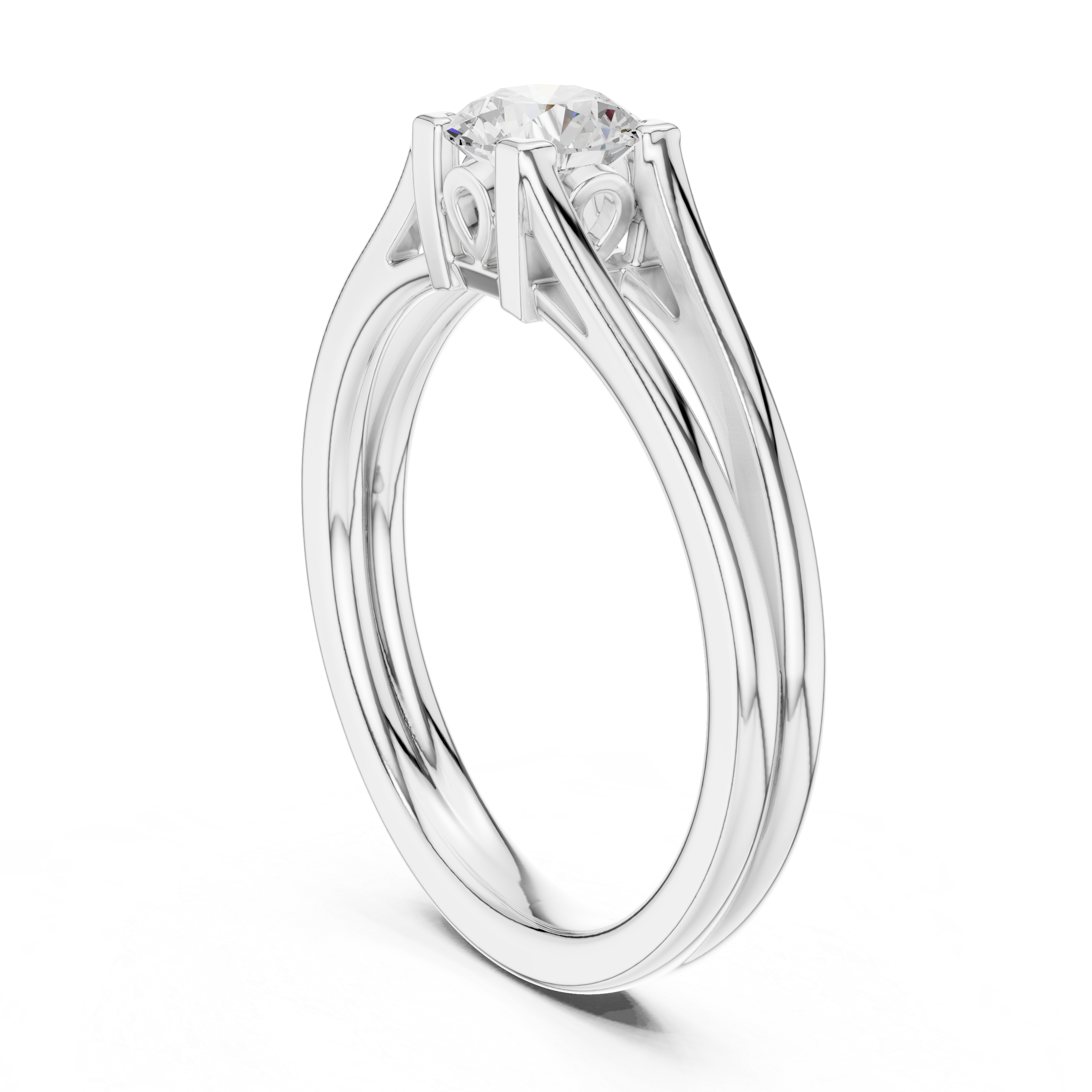 Split Shank Solitaire Engagement Ring 0.50 CT